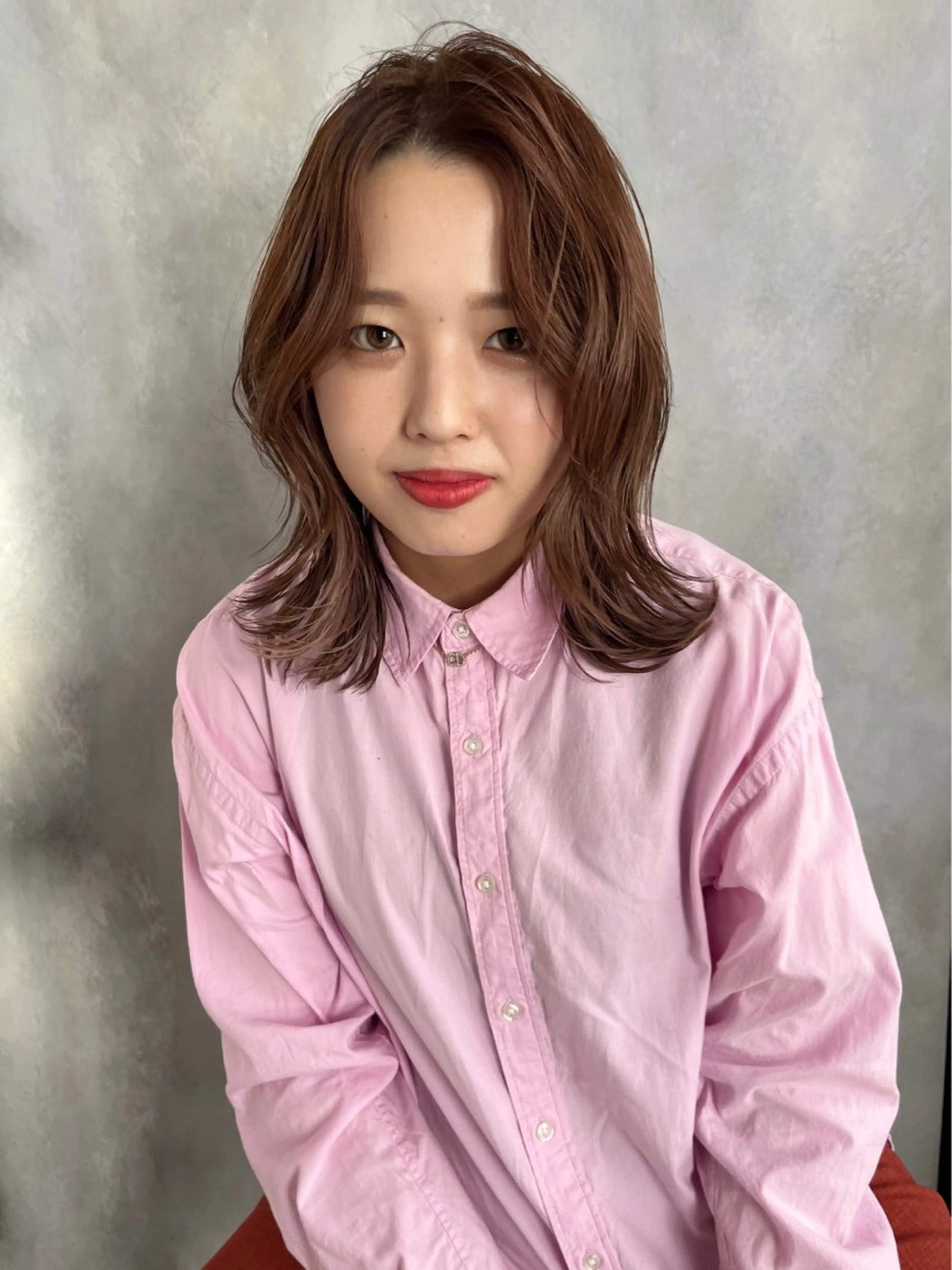 ミディアム カラー ヘアカラー 坂本 理輝のヘアスタイル