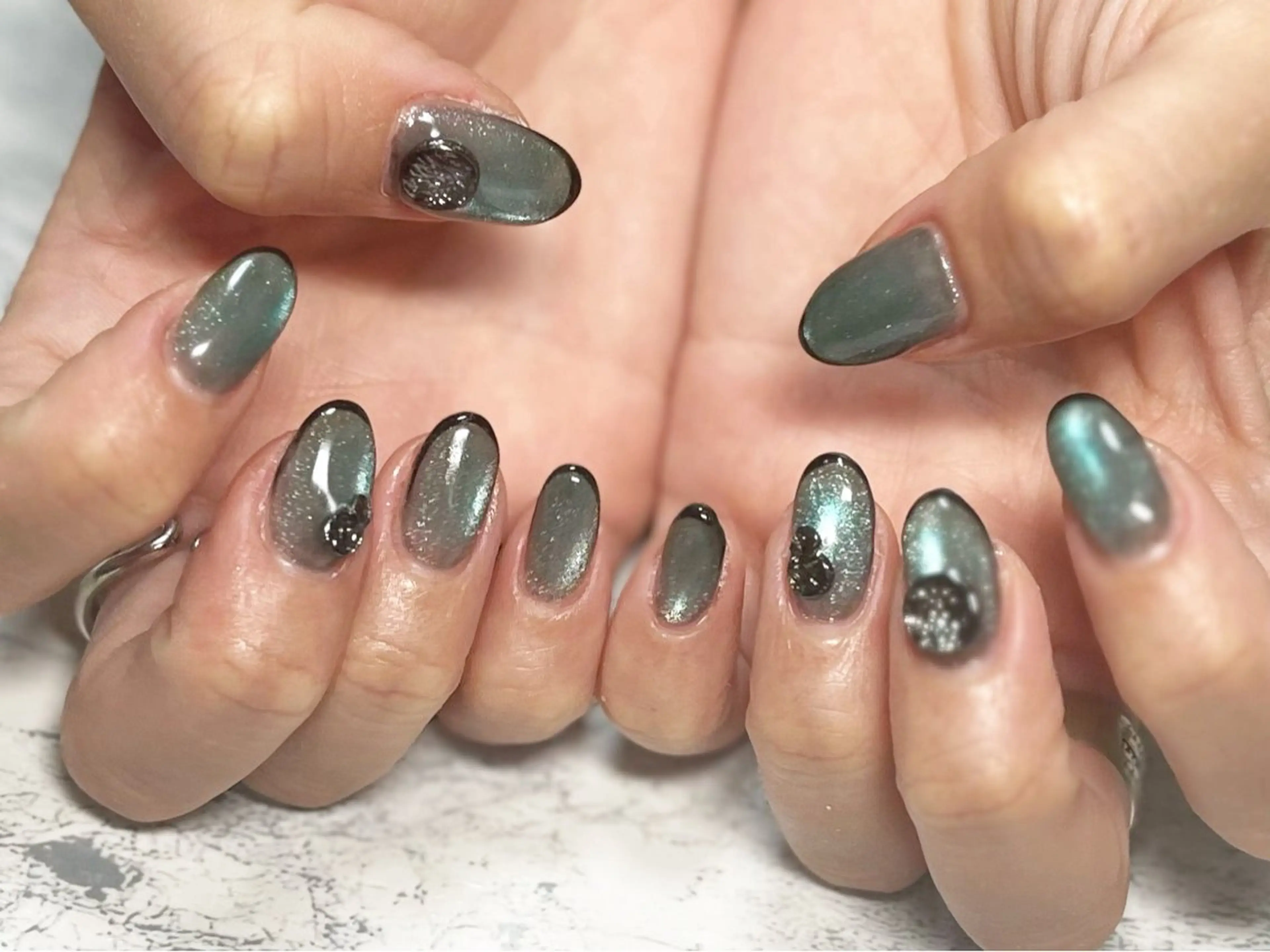 ネイル フットネイル ビー玉ネイル ニュアンスネイル シンプルネイル 春ネイル ネイル フフラ所属・nail fufla ♡yamane♡のネイルデザイン