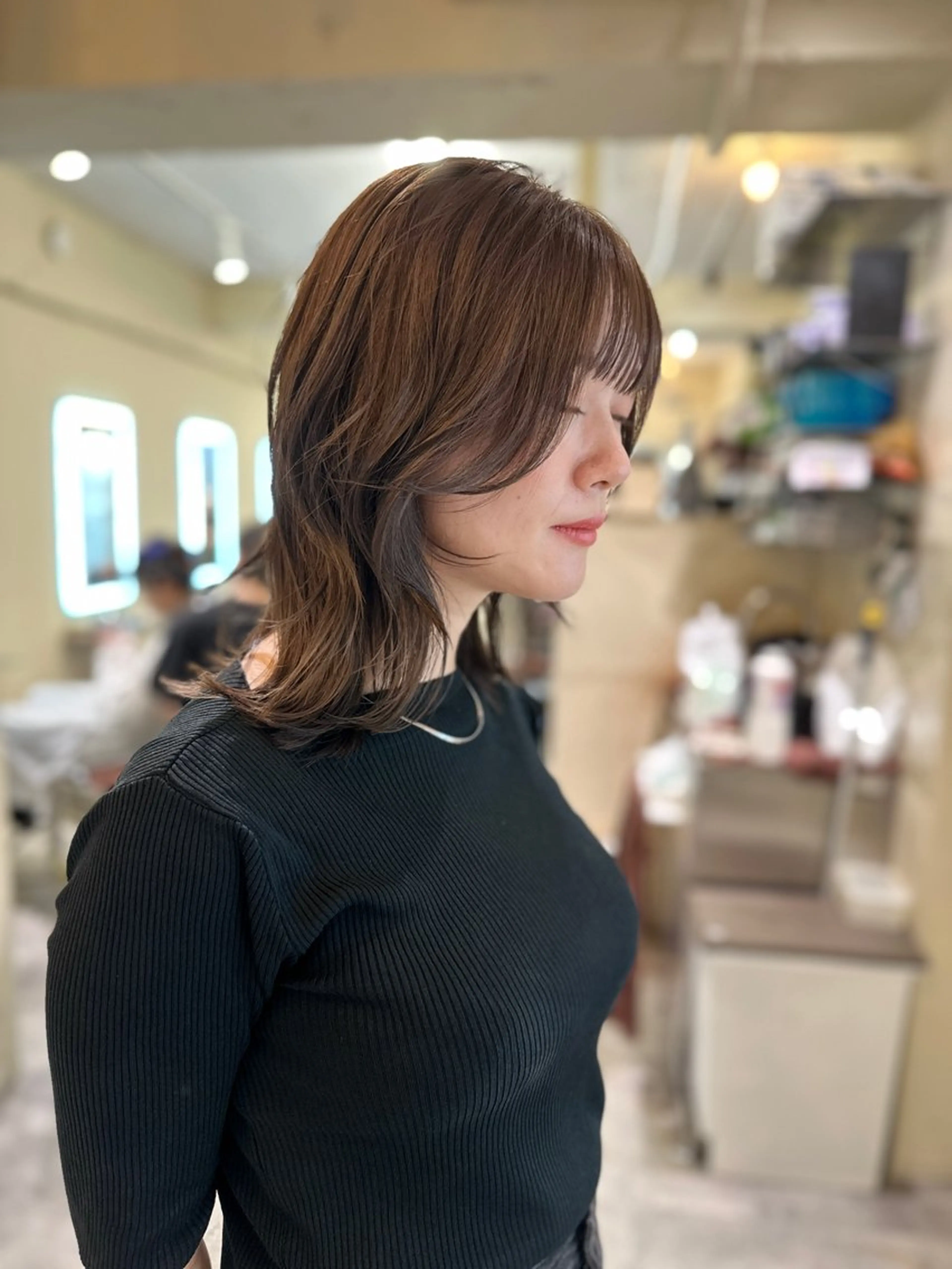ミディアム カラー ミディアムレイヤー レイヤーカット カット ヘアカラー トリートメント 色気レイヤーカット 大和健生のヘアスタイル