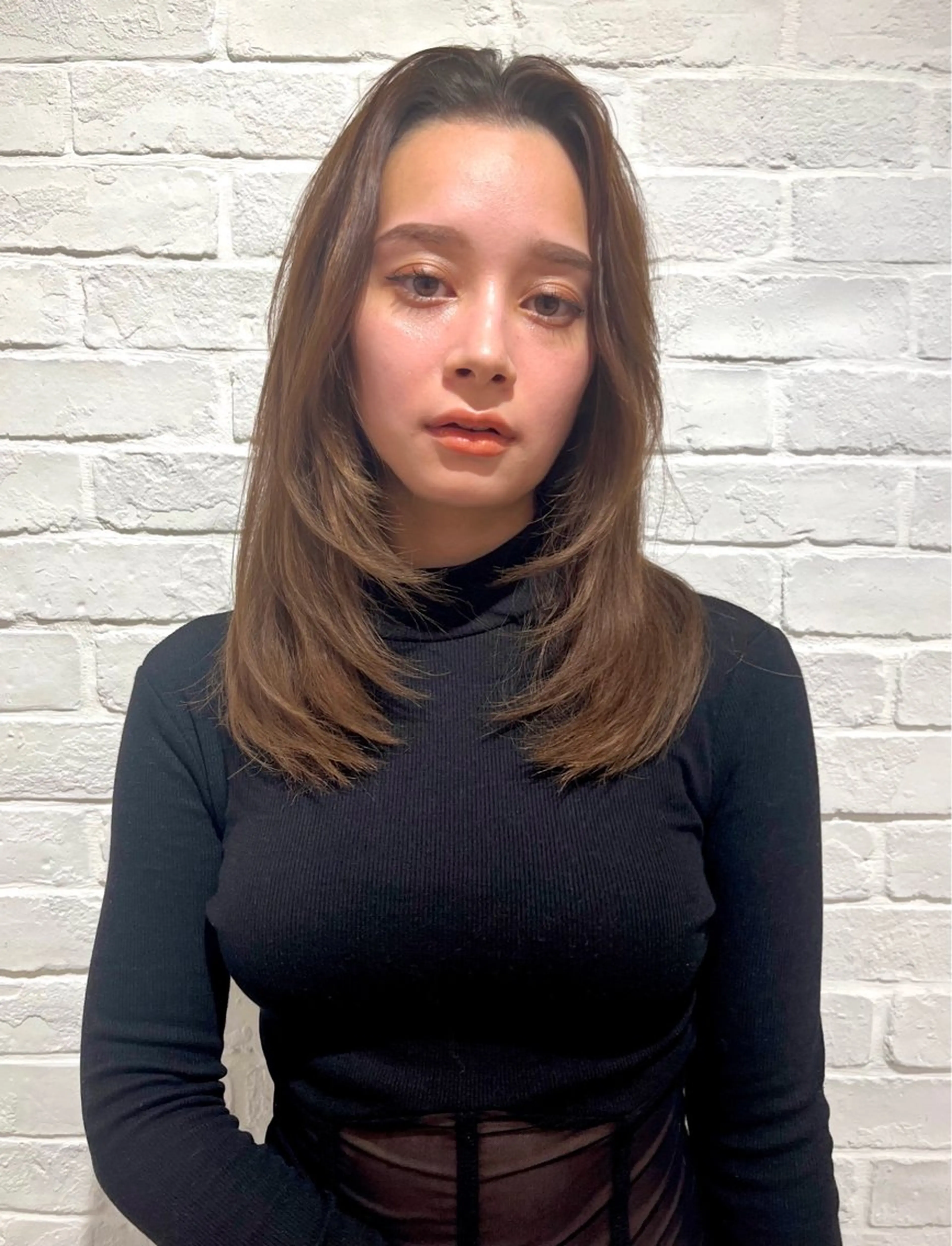 ミディアム カラー ベージュカラー ブラウンカラー ブラウンベージュ 透明感カラー レイヤーカット 【韓国ヘア×透明感 カラー】笹谷 莉未のヘアスタイル