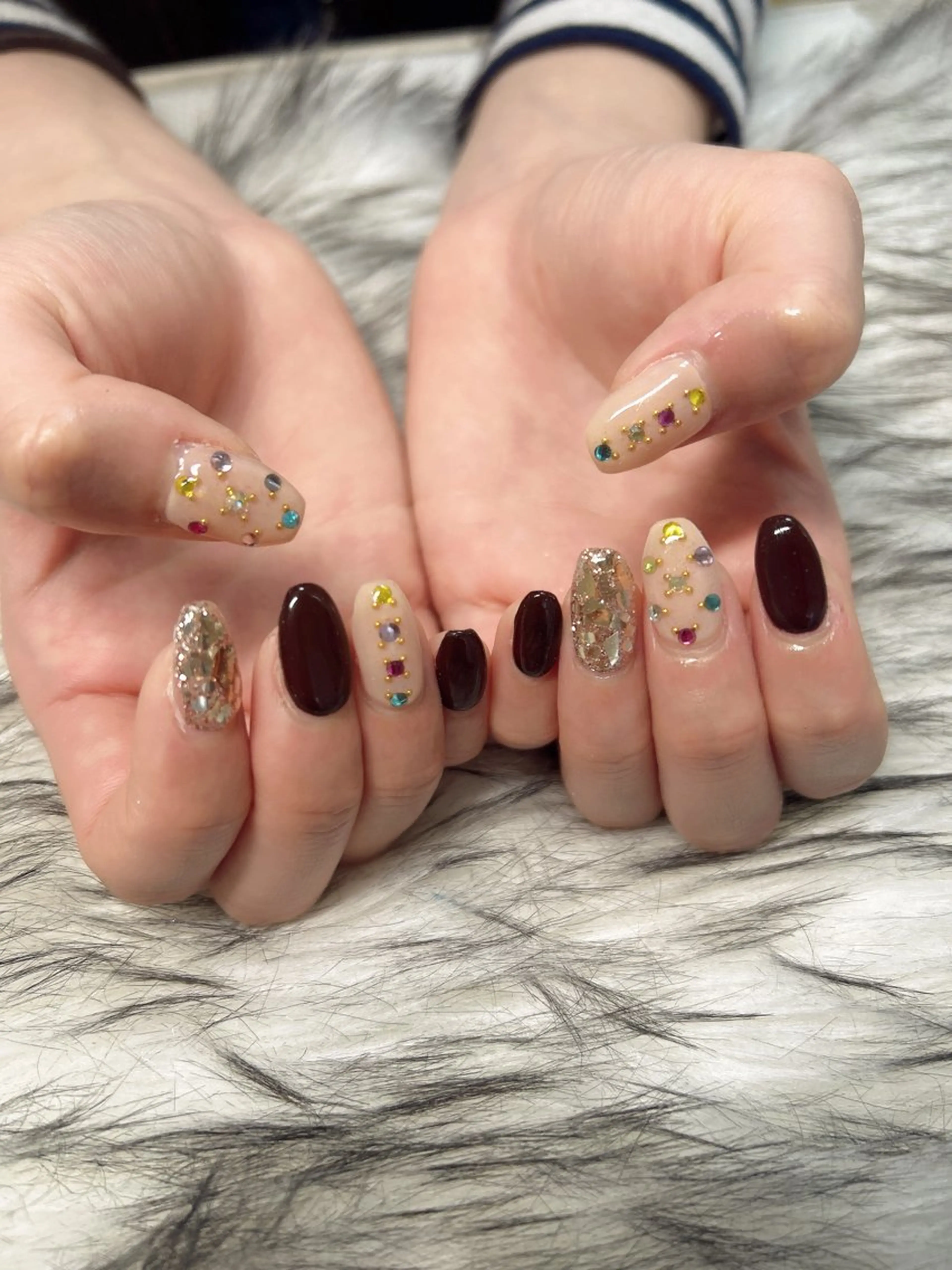 ネイル キラキラネイル ストーンネイル ハンドネイル nail salon Ange所属・nail salon angeのネイルデザイン