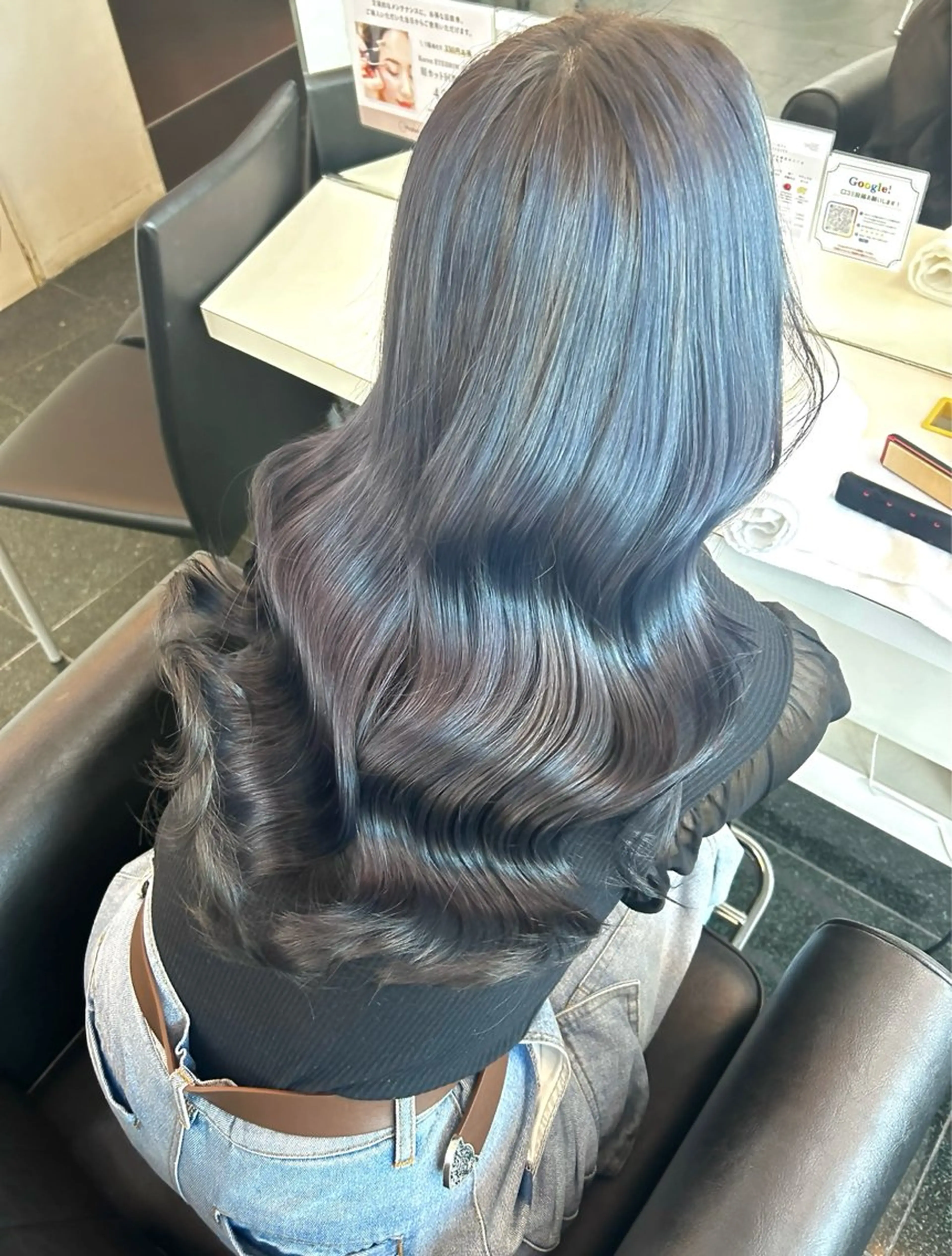 ロング カラー ブルーカラー ブルーバイオレット 透明感カラー バイオレットカラー ヘアカラー ガーリー×韓国🎀 ⟡.·天野結良⟡.·のヘアスタイル