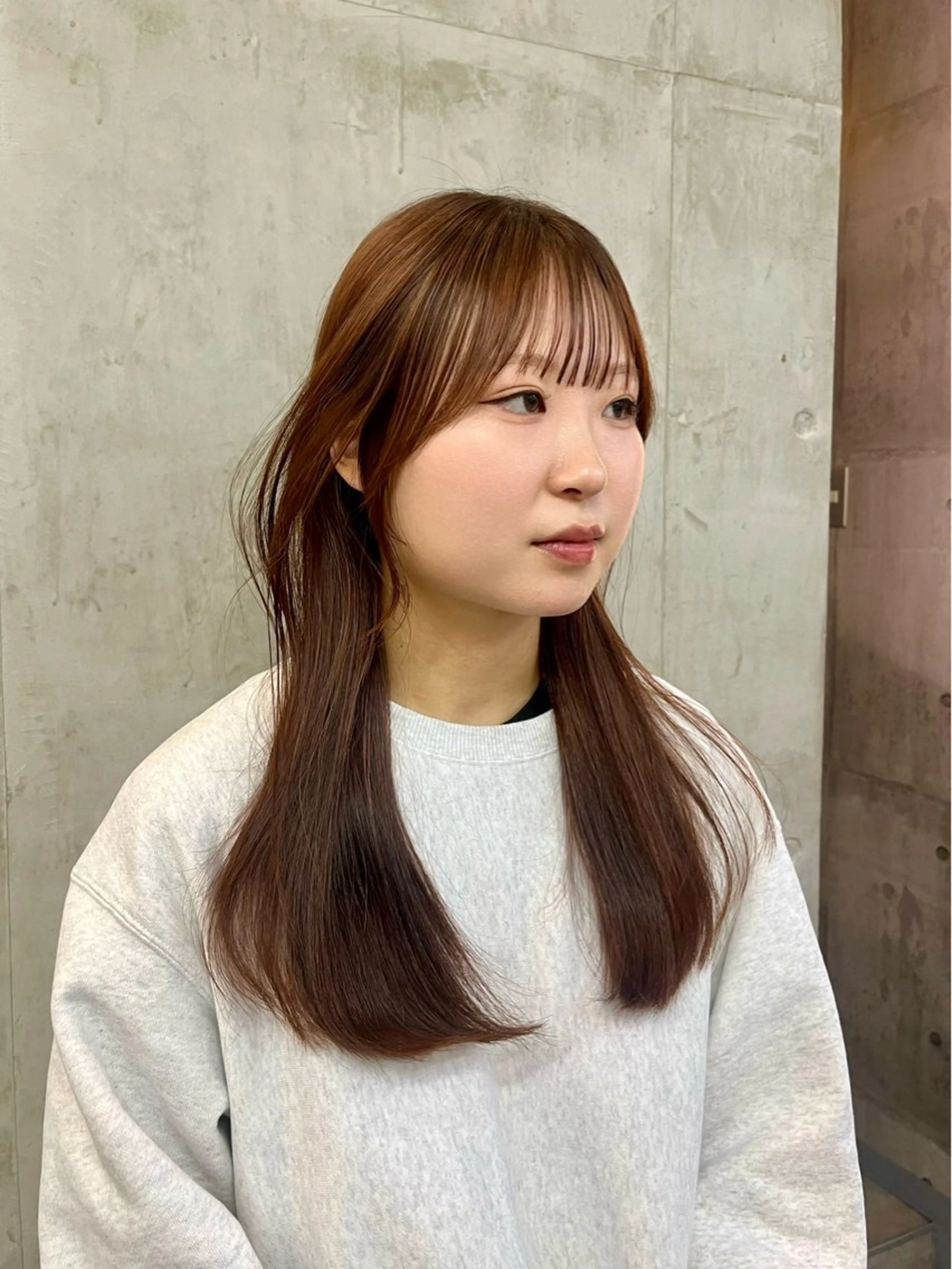 ロング カラー 顔周りカット 韓国風ヘア 似合わせカット カット SALT WATER所属・🫐 𝐌𝐚𝐨 🫐似合わせcutのヘアスタイル