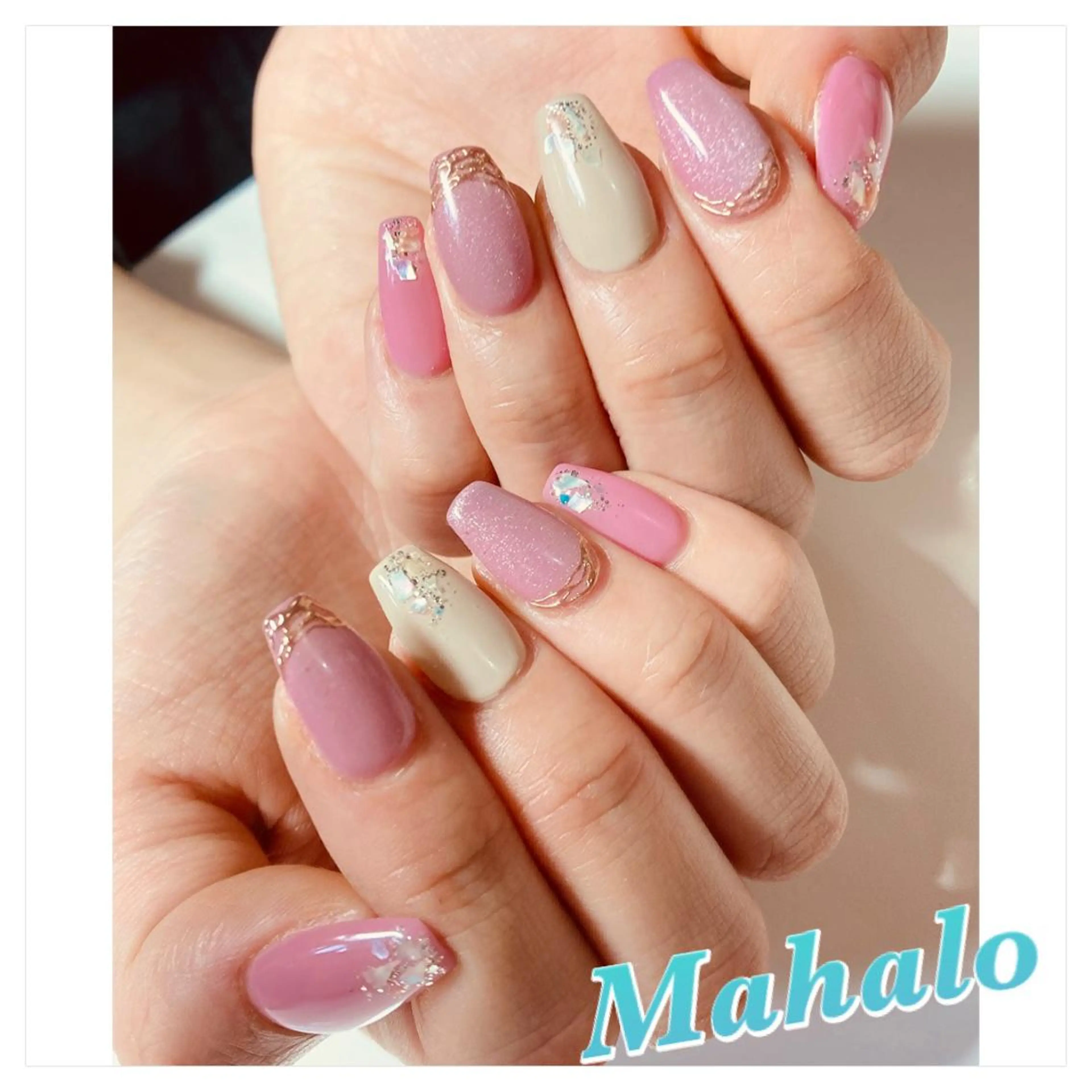 ネイル マグネットネイル ミラーネイル ニュアンスネイル ワンカラーネイル ピンク Nail Salon Mahaloのネイルデザイン