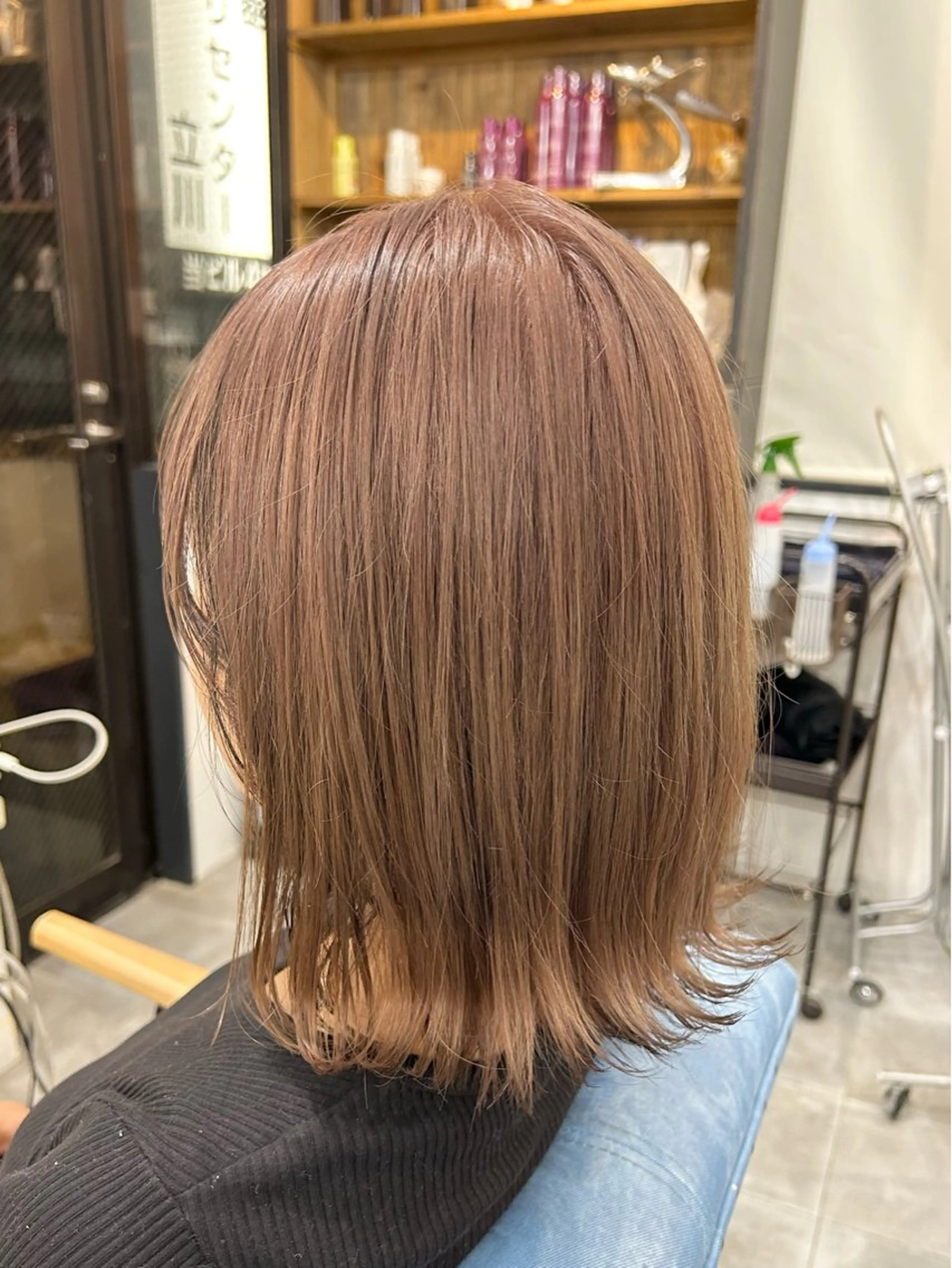 ミディアム カラー ベージュカラー ミルクティーベージュ ボブ くびれヘア 長めボブ 顔まわりカット/ボブ /🧁とーこ🧁のヘアスタイル