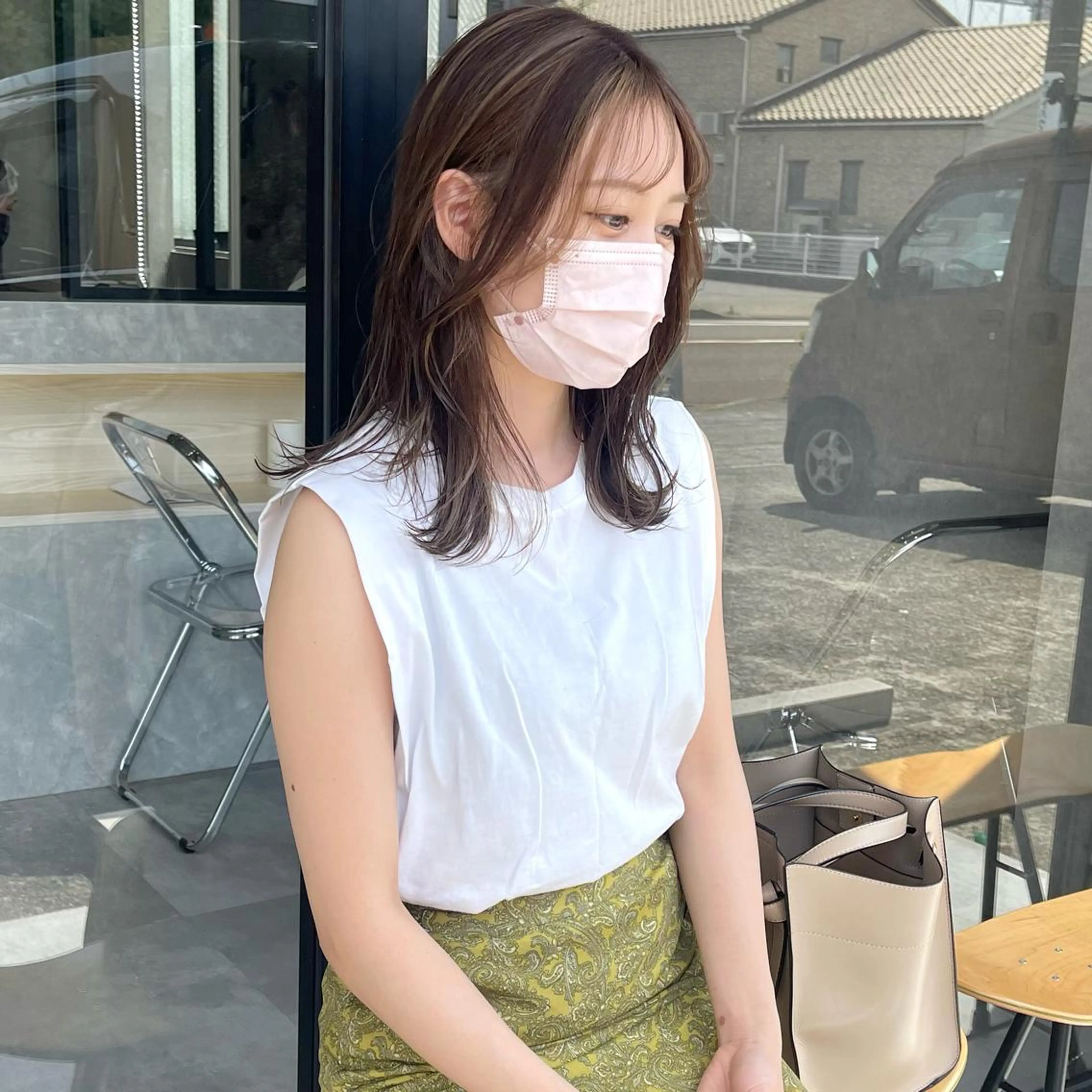 ミディアム カラー ヘアカラー トリートメント mood tatemachiのヘアスタイル