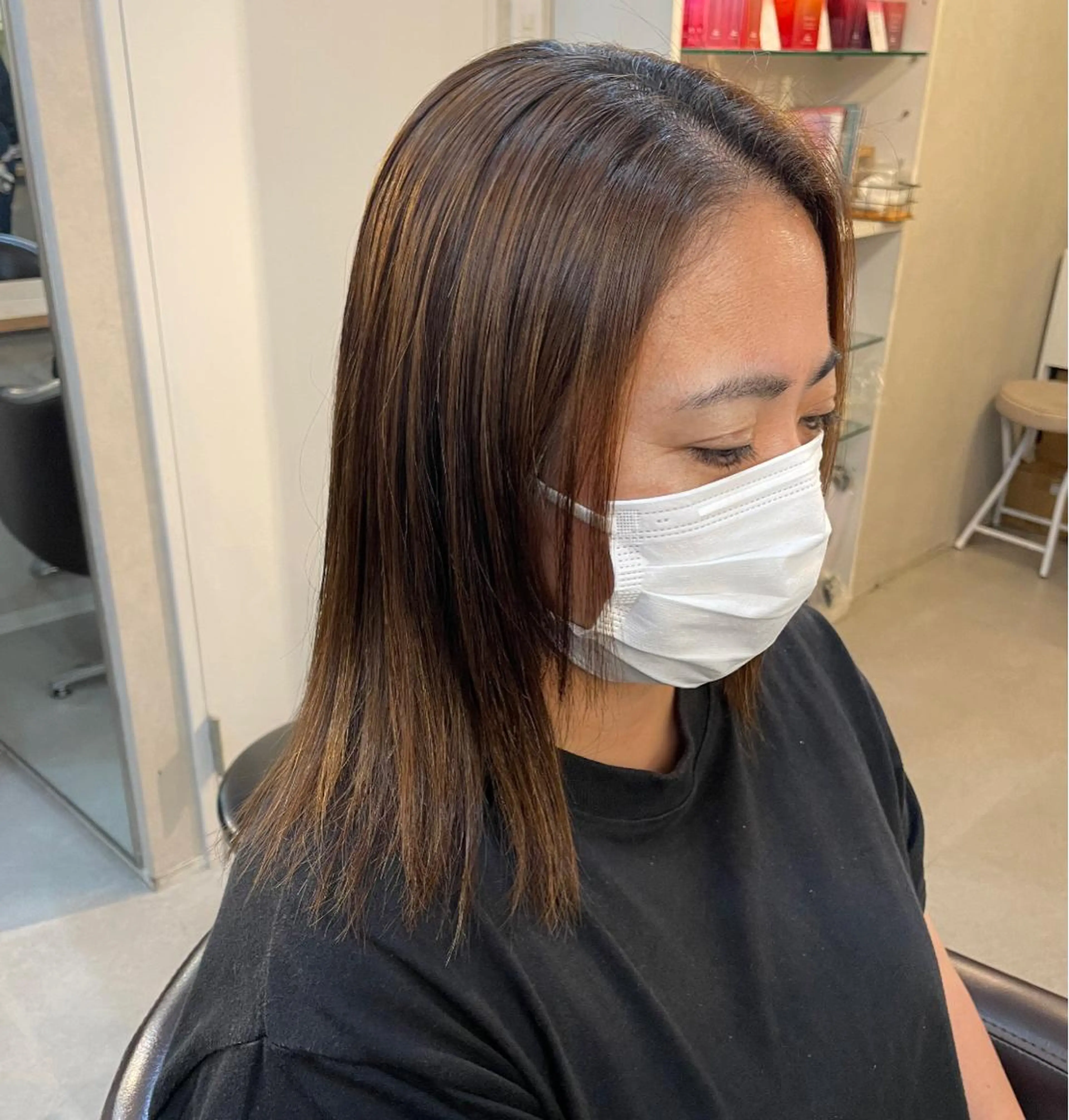 ミディアム くせ毛 縮毛矯正 🍮中山詩乃🍮顔 まわりデザイン◎のヘアスタイル