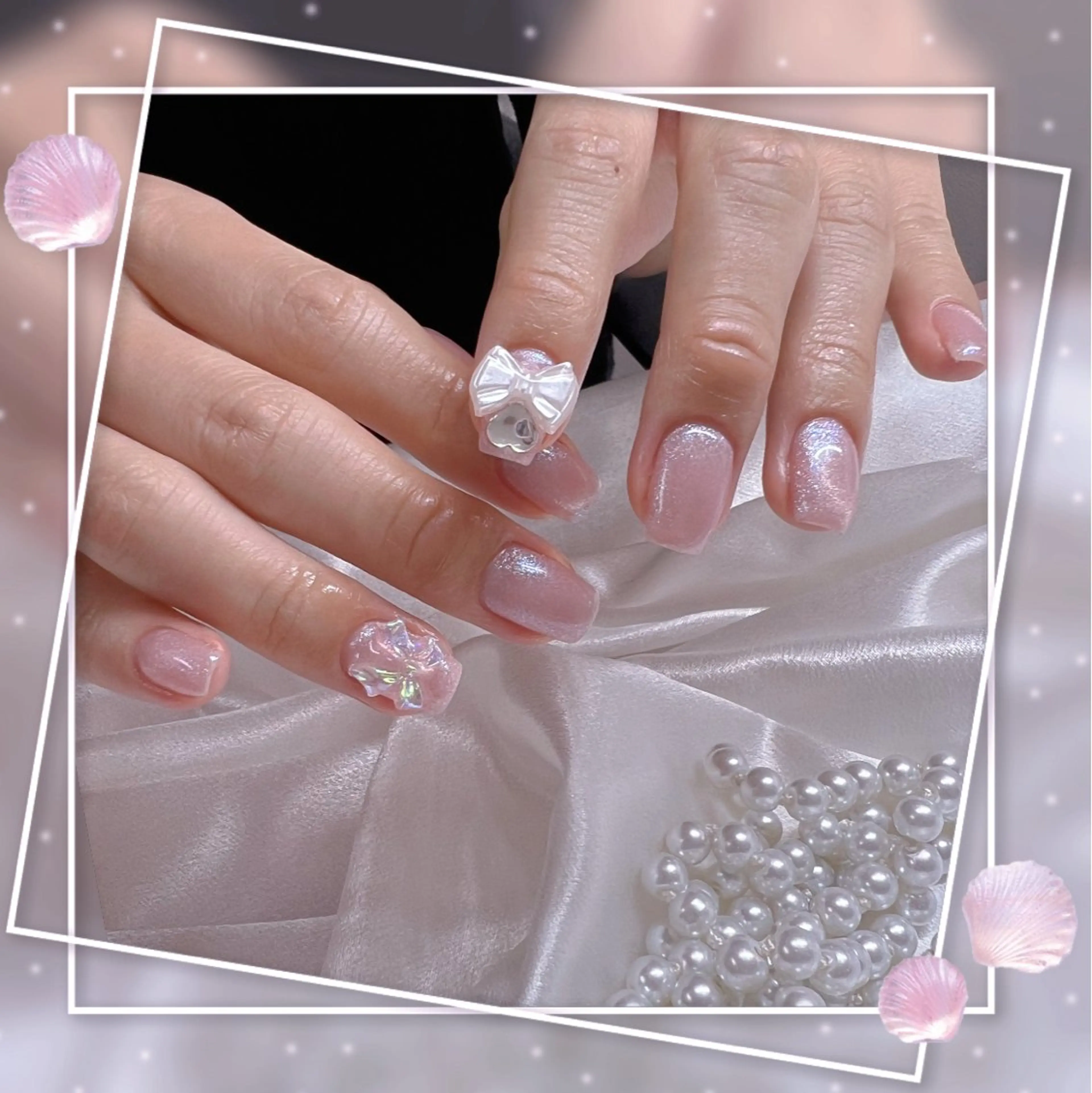 ネイル グラデーション キラキラネイル 韓国ネイル マグネットネイル ピンク ハンドネイル Chill Nailsalonのネイルデザイン