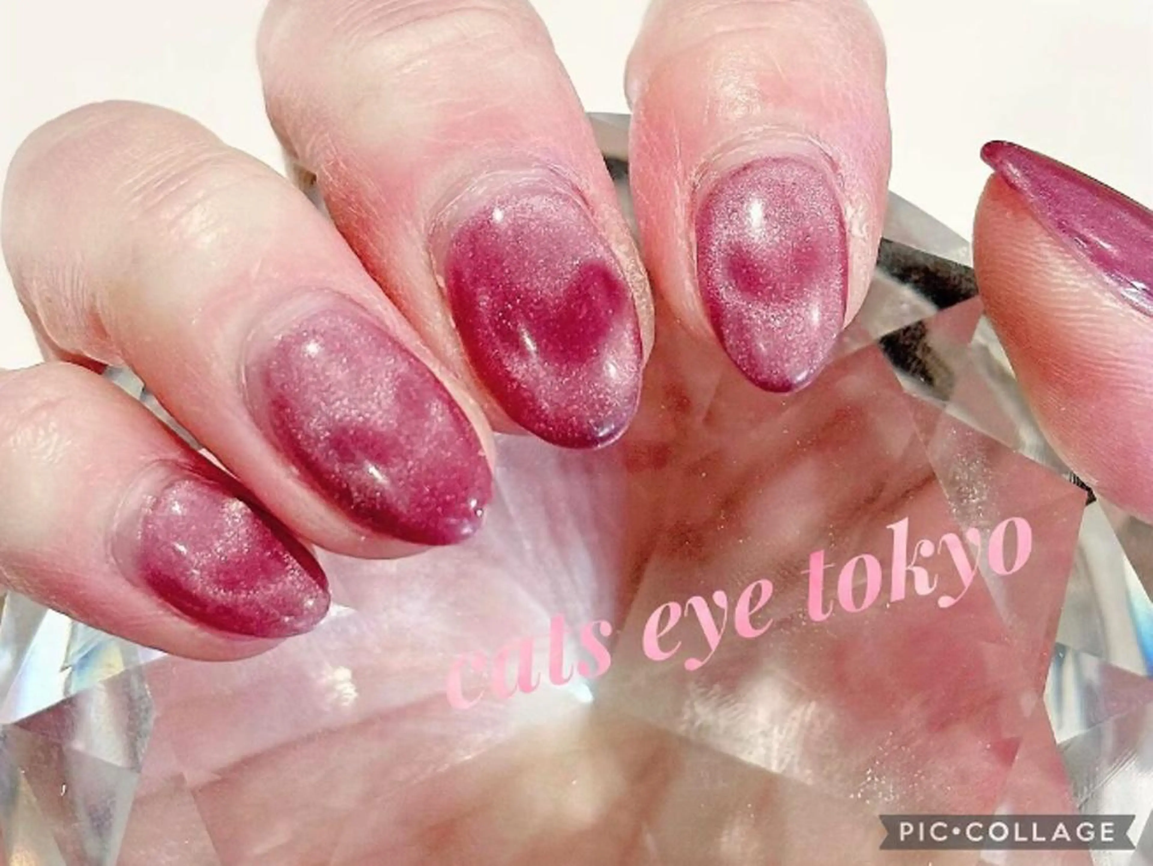 ネイル アートネイル ジェルネイル ハート マグネットネイル ミラーネイル Cat's eye TOKYO 新宿店のネイルデザイン