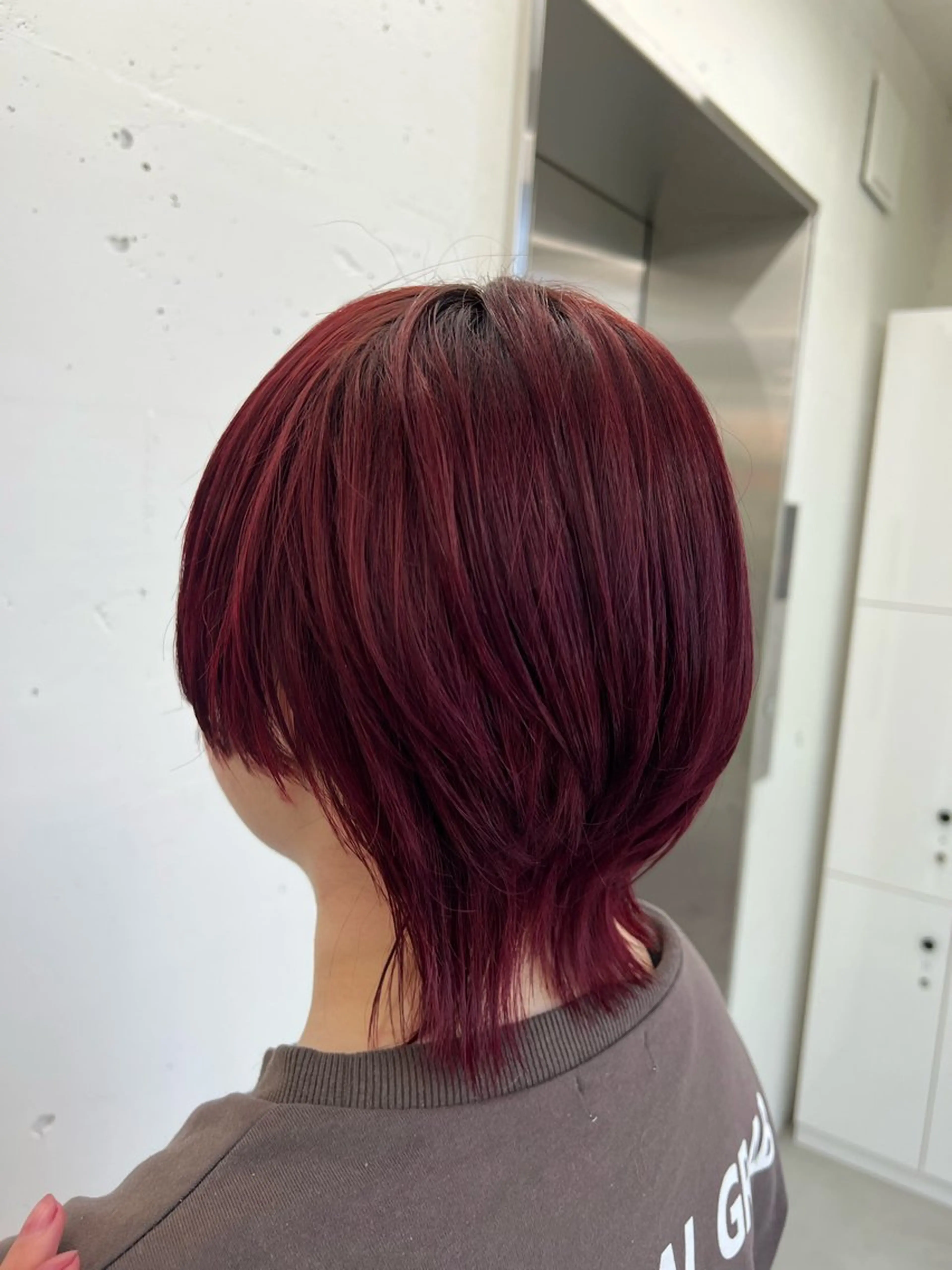 ショート カラー ボルドーカラー レッドカラー ヘアカラー トリートメント あすか JILLSTUDIOのヘアスタイル