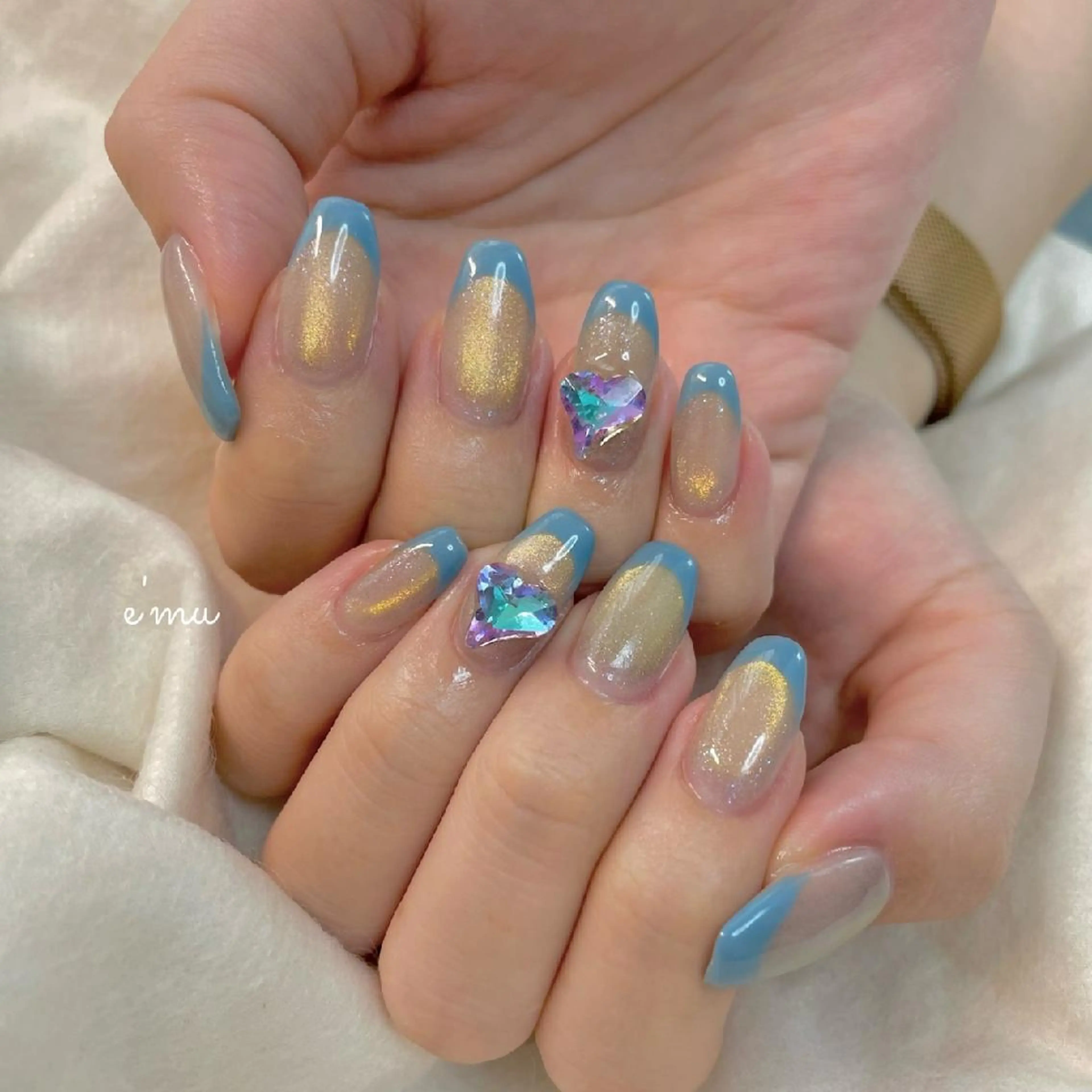 ネイル フレンチネイル ハート マグネットネイル nail salon e'mu💐のネイルデザイン