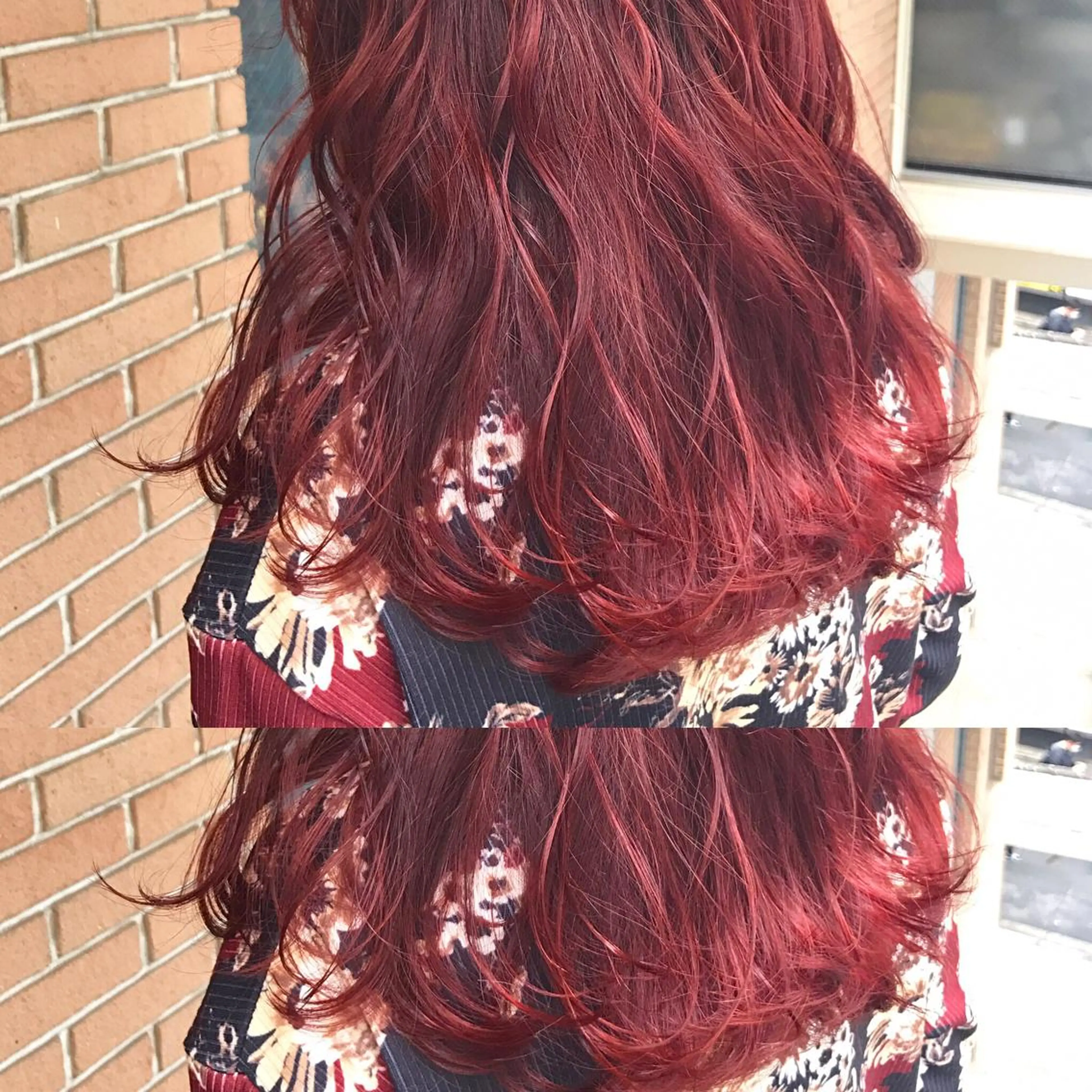 ミディアム カラー ダブルカラー レッドカラー 高比良 剛のヘアスタイル