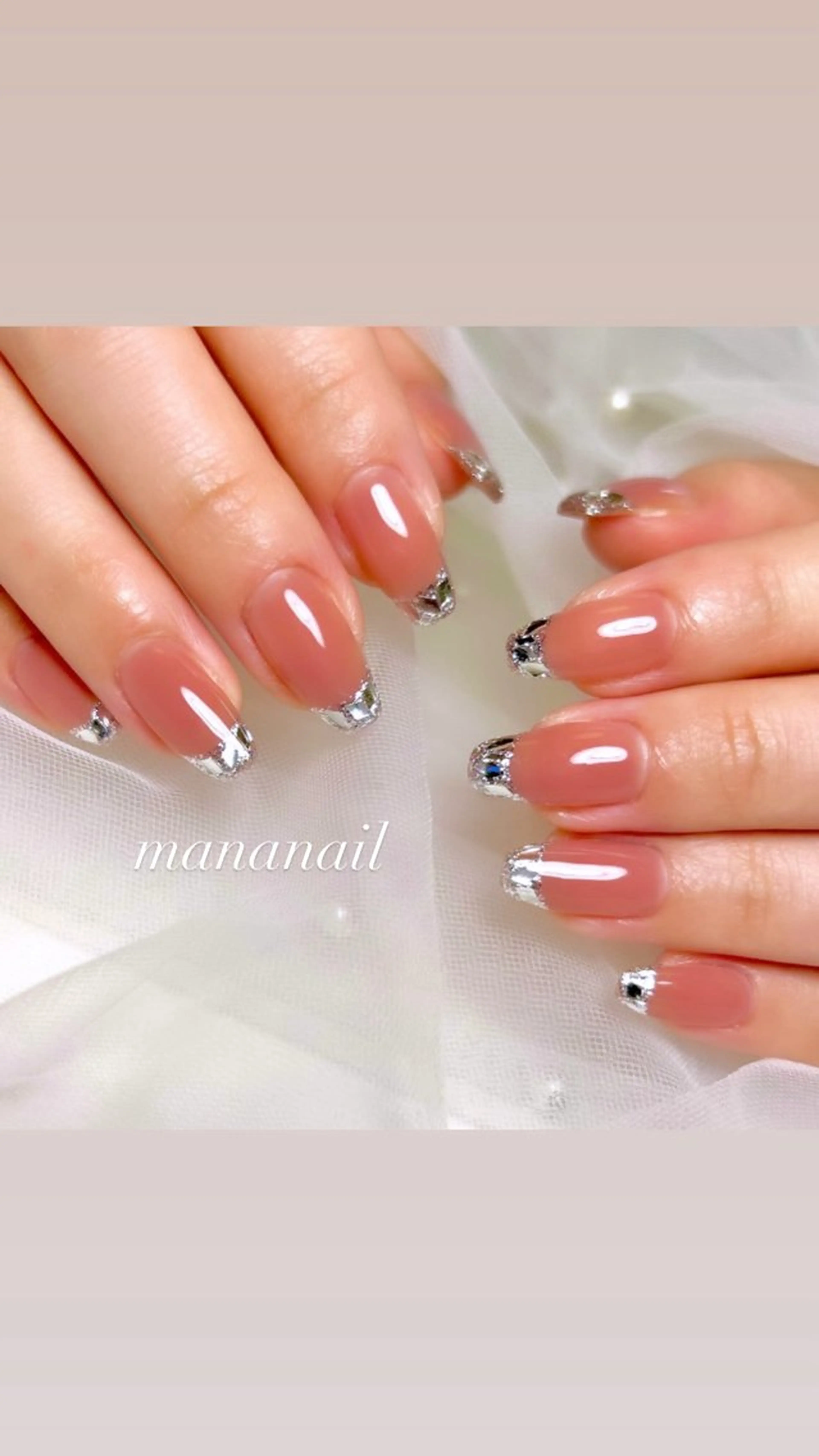 ネイル フレンチネイル ガラスフレンチ オフィスネイル シンプルネイル ハンドネイル mananail マナネイルのネイルデザイン