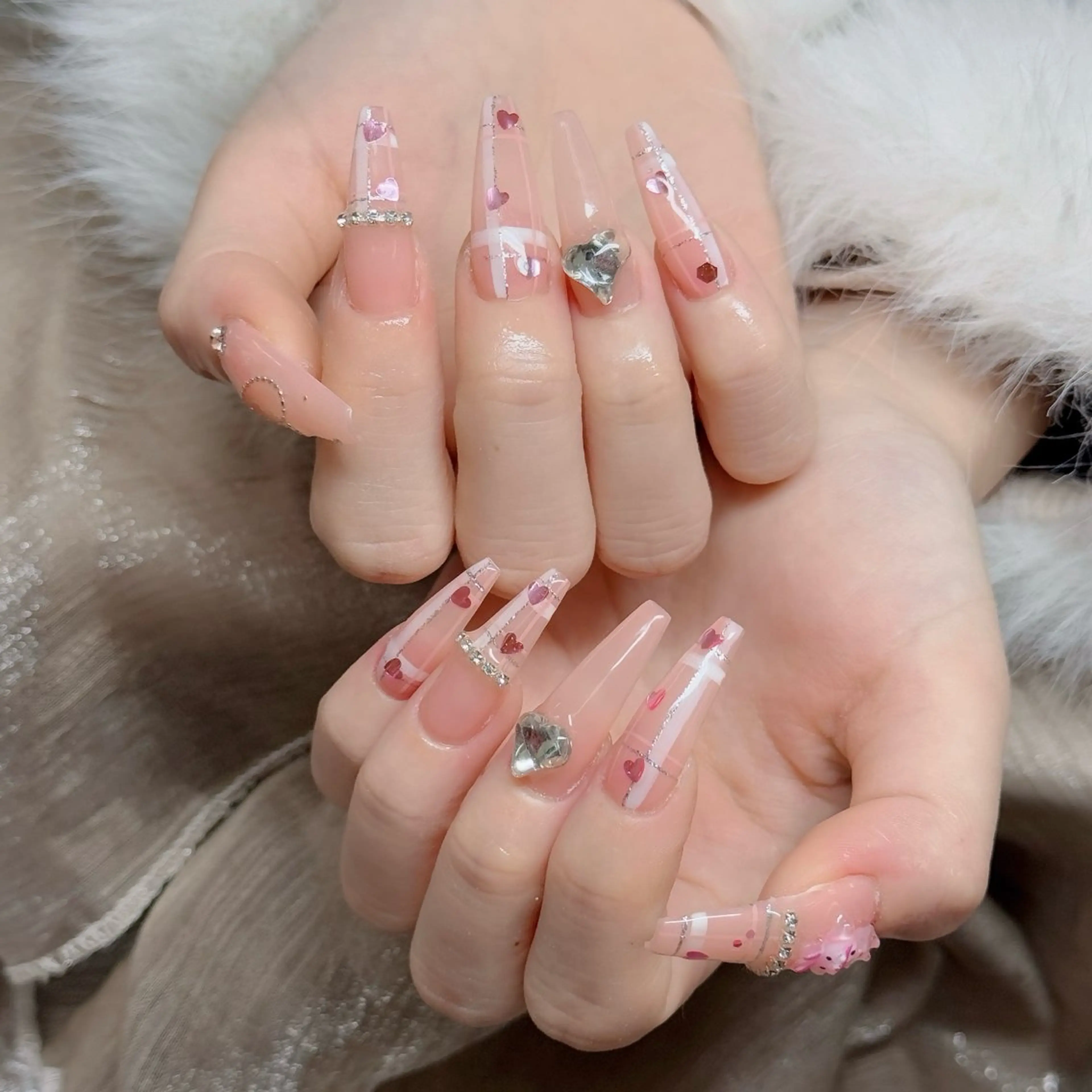 ネイル ロングネイル マグネットネイル リボン 夏ネイル スーパーロングネイル ハンドネイル Hani Nail XUKAのネイルデザイン