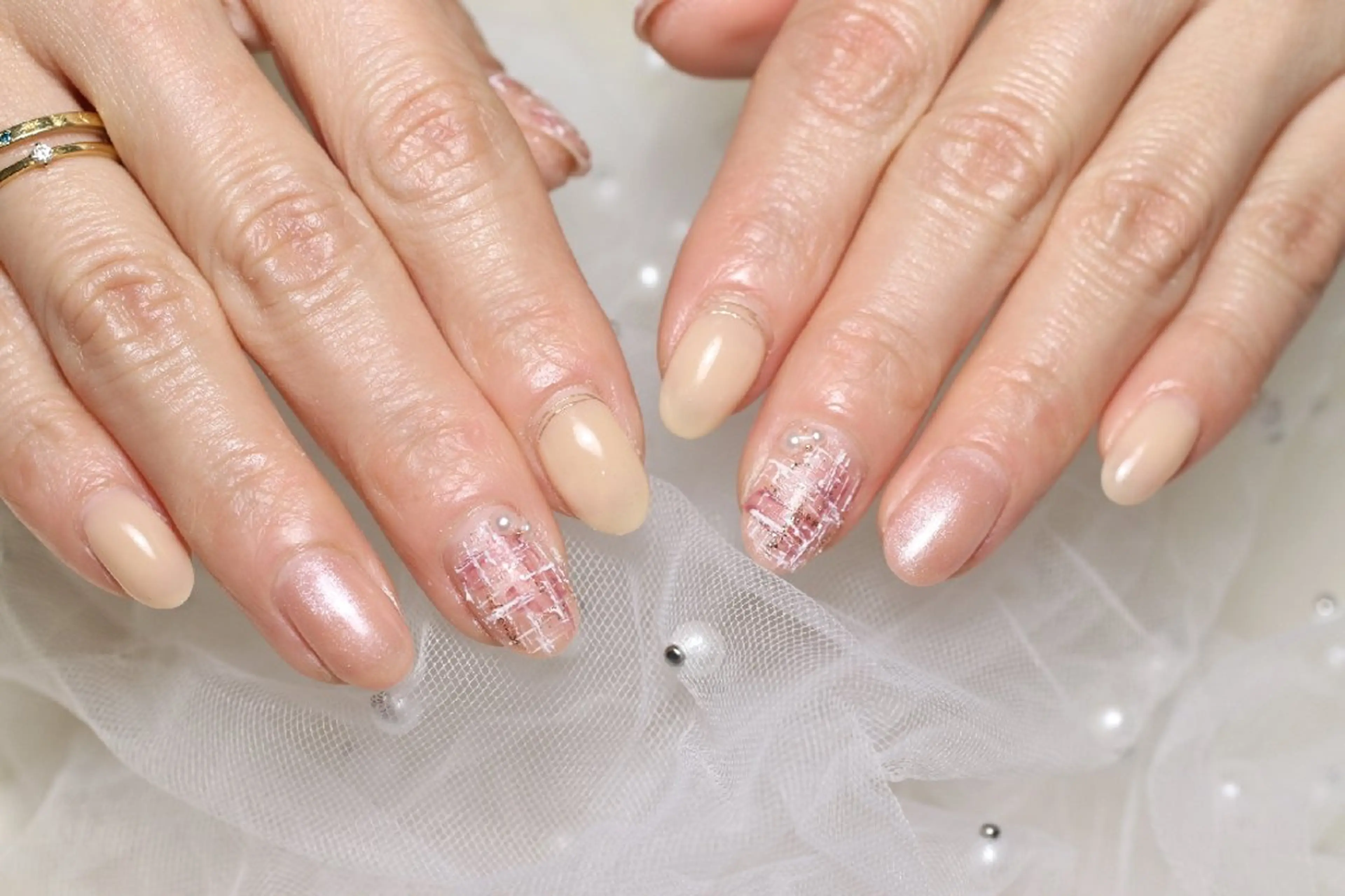 ネイル アートネイル ツイードネイル ハンドネイル Lulu nail salon 南堀江店所属・西村 あやかのネイルデザイン