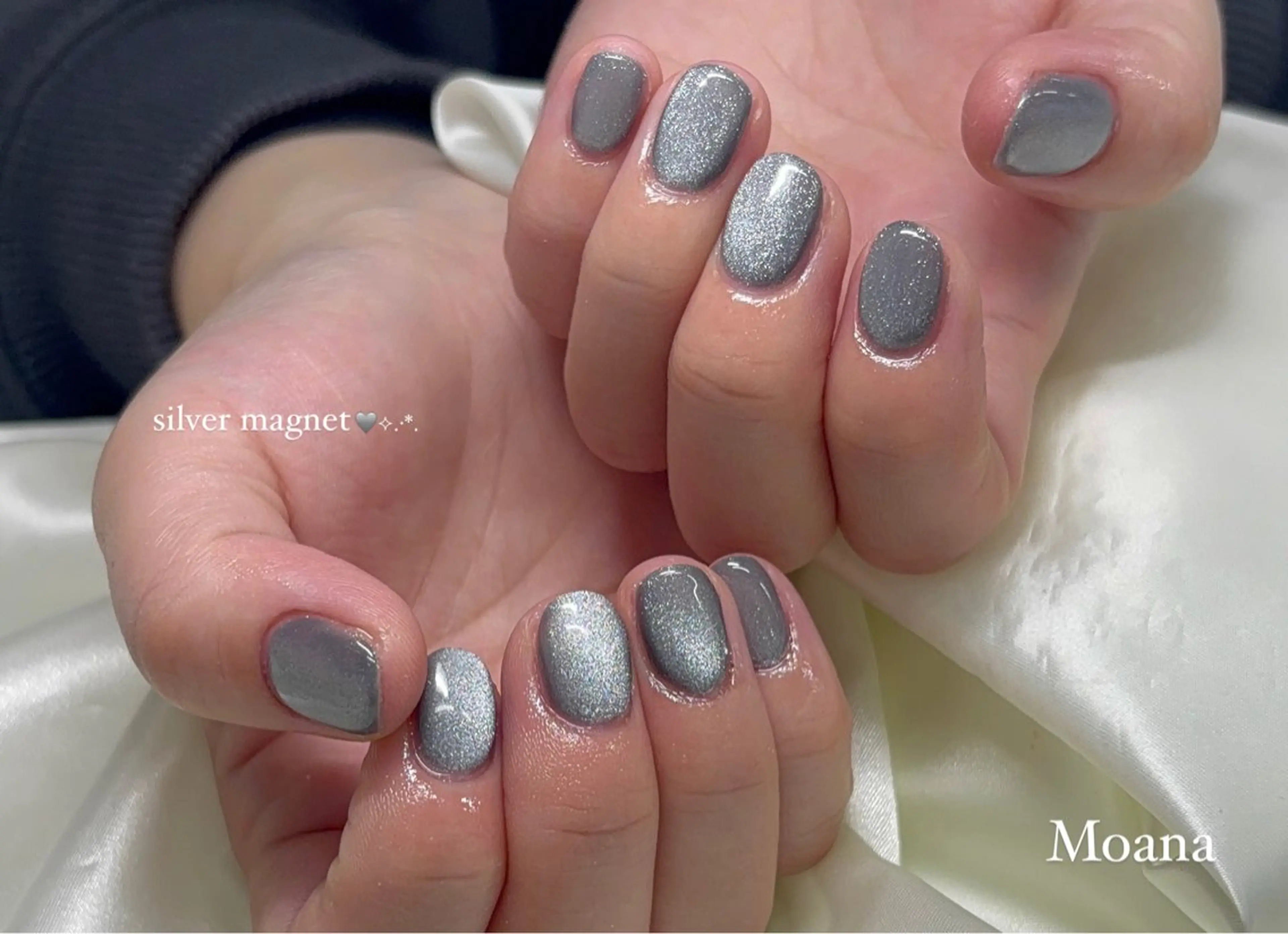 ネイル マグネットネイル シルバー 冬ネイル Moana nail Hiyoriのネイルデザイン