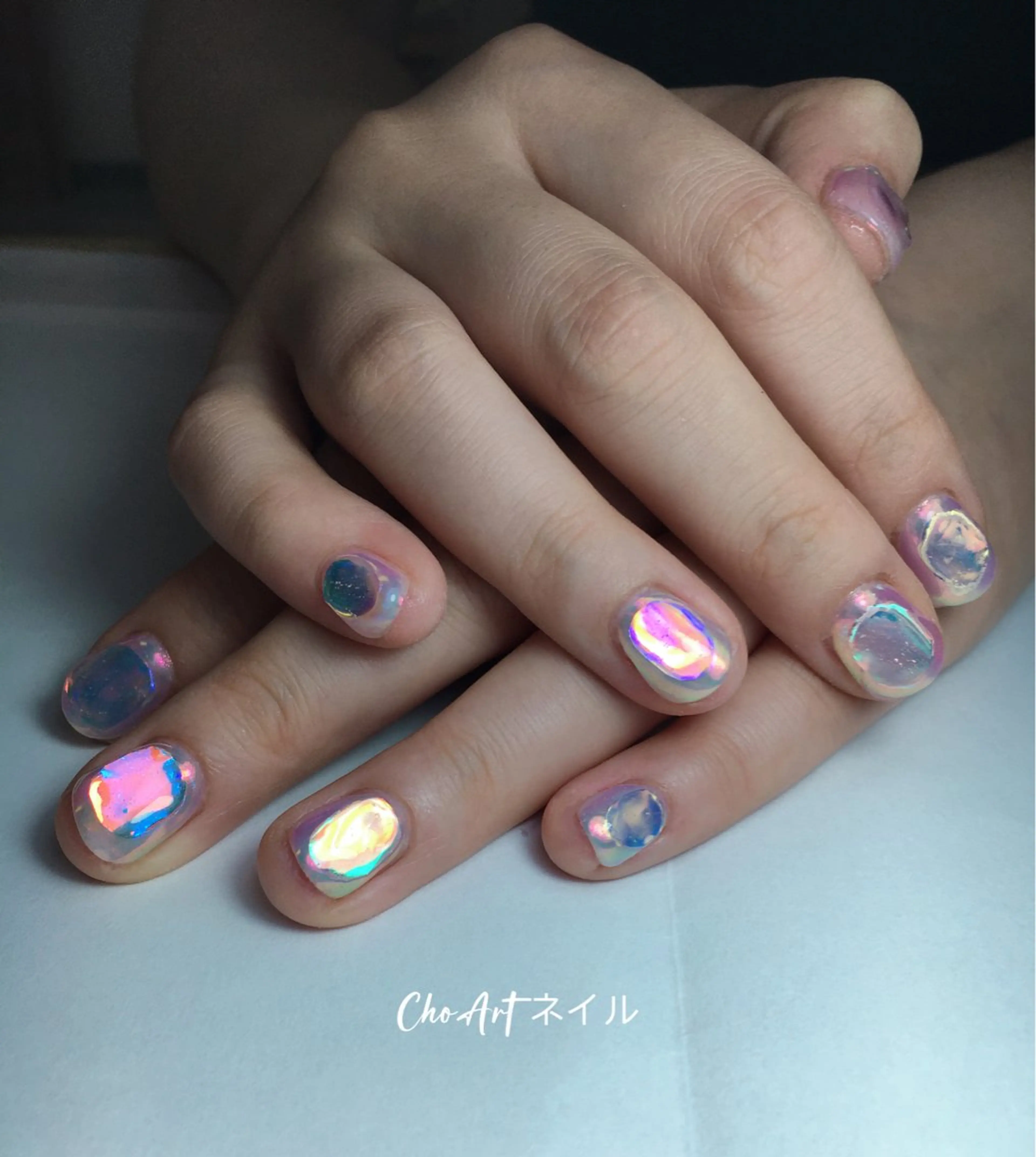 ネイル アートネイル 氷ネイル・うるうるネイル キラキラネイル 韓国ネイル ニュアンスネイル Cho Artネイル所属・Cho Art ネイルのネイルデザイン