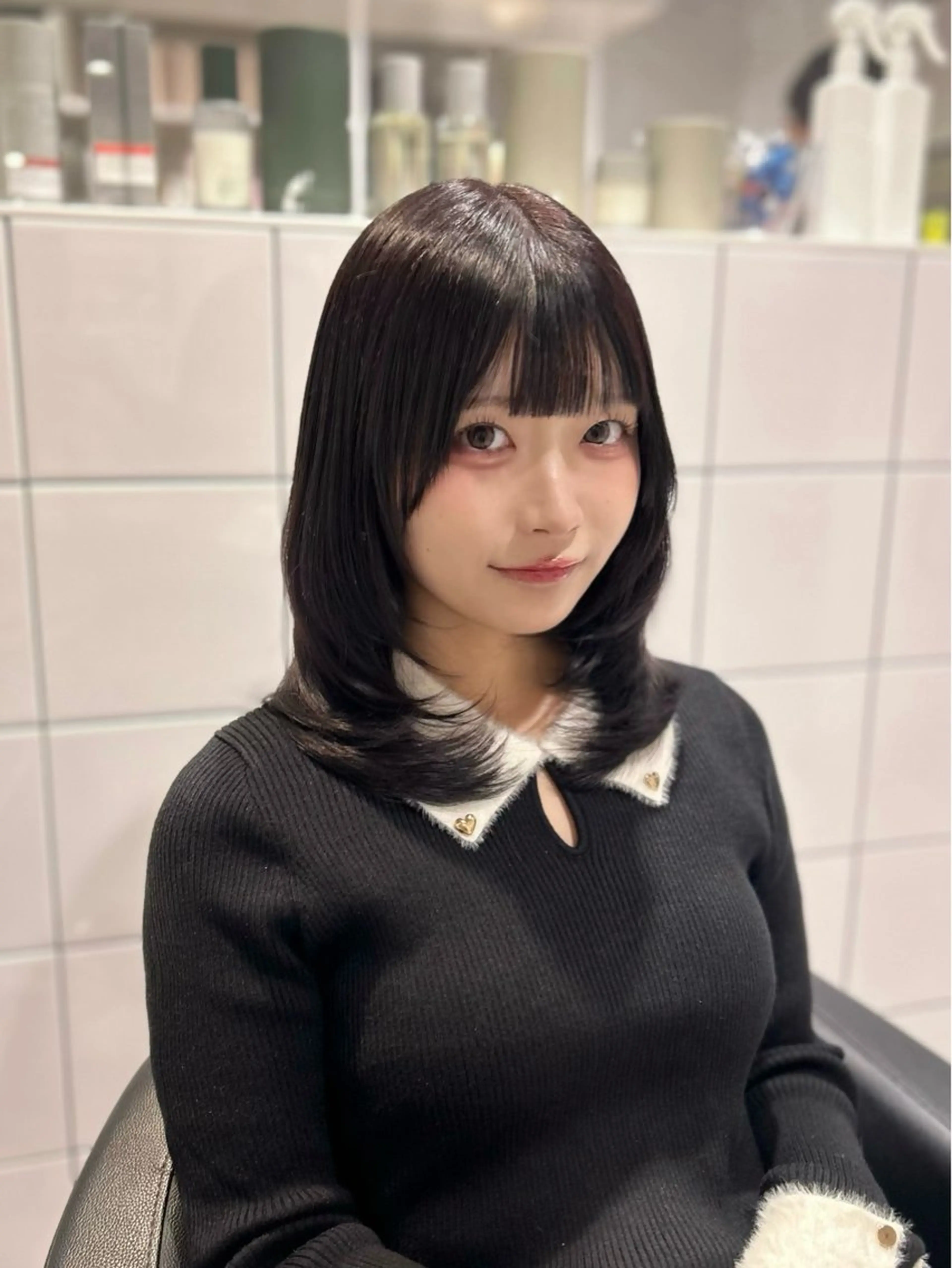 セミロング カラー カット ヘアカラー トリートメント 表参道/透明感カラー /暗髪/ジュキヤのヘアスタイル