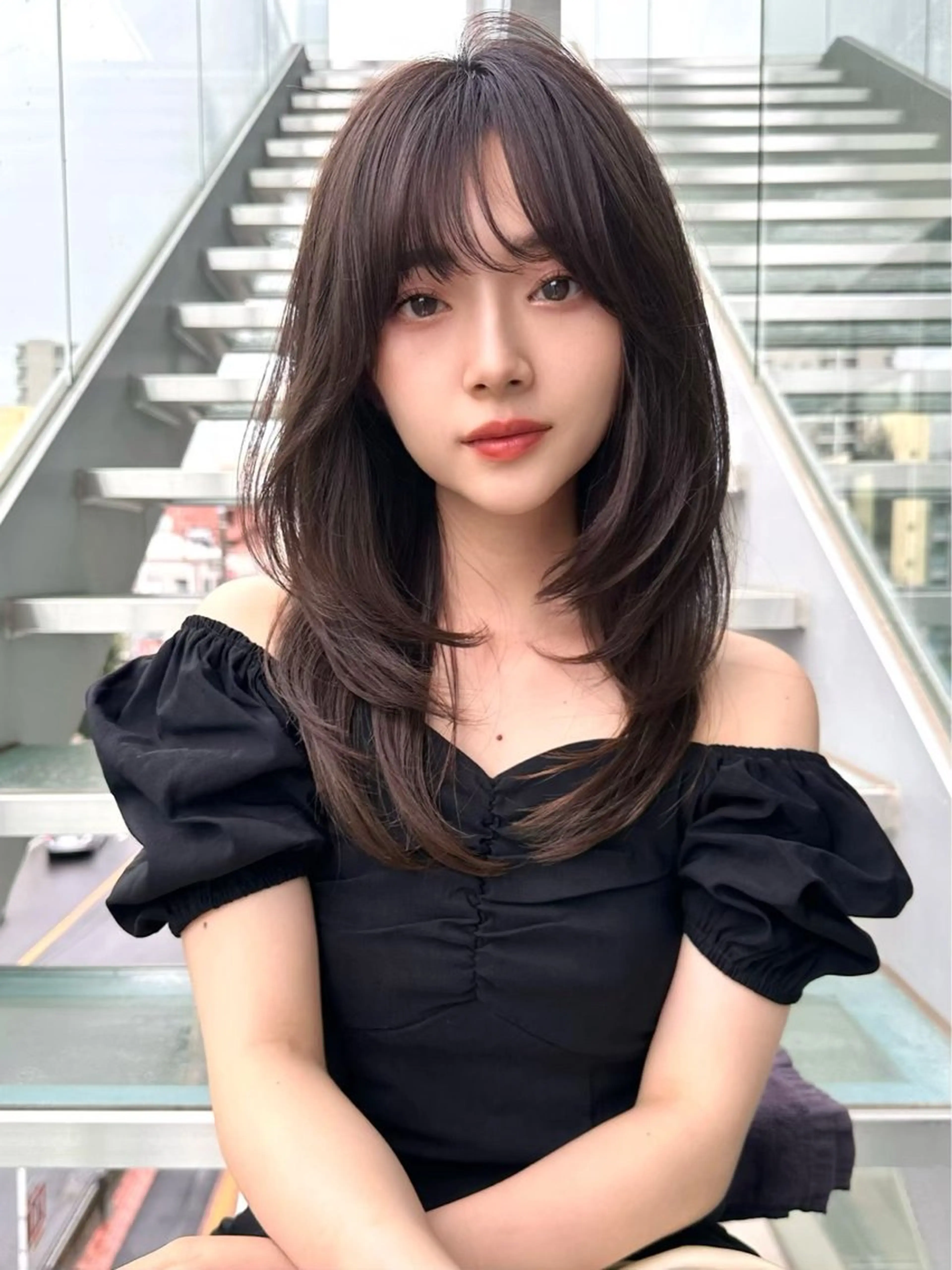 セミロング カラー ヘアアレンジ カット 縮毛矯正 トリートメント ヘアセット 🇰🇷韓国ヘア 髪質改善yamatoのヘアスタイル