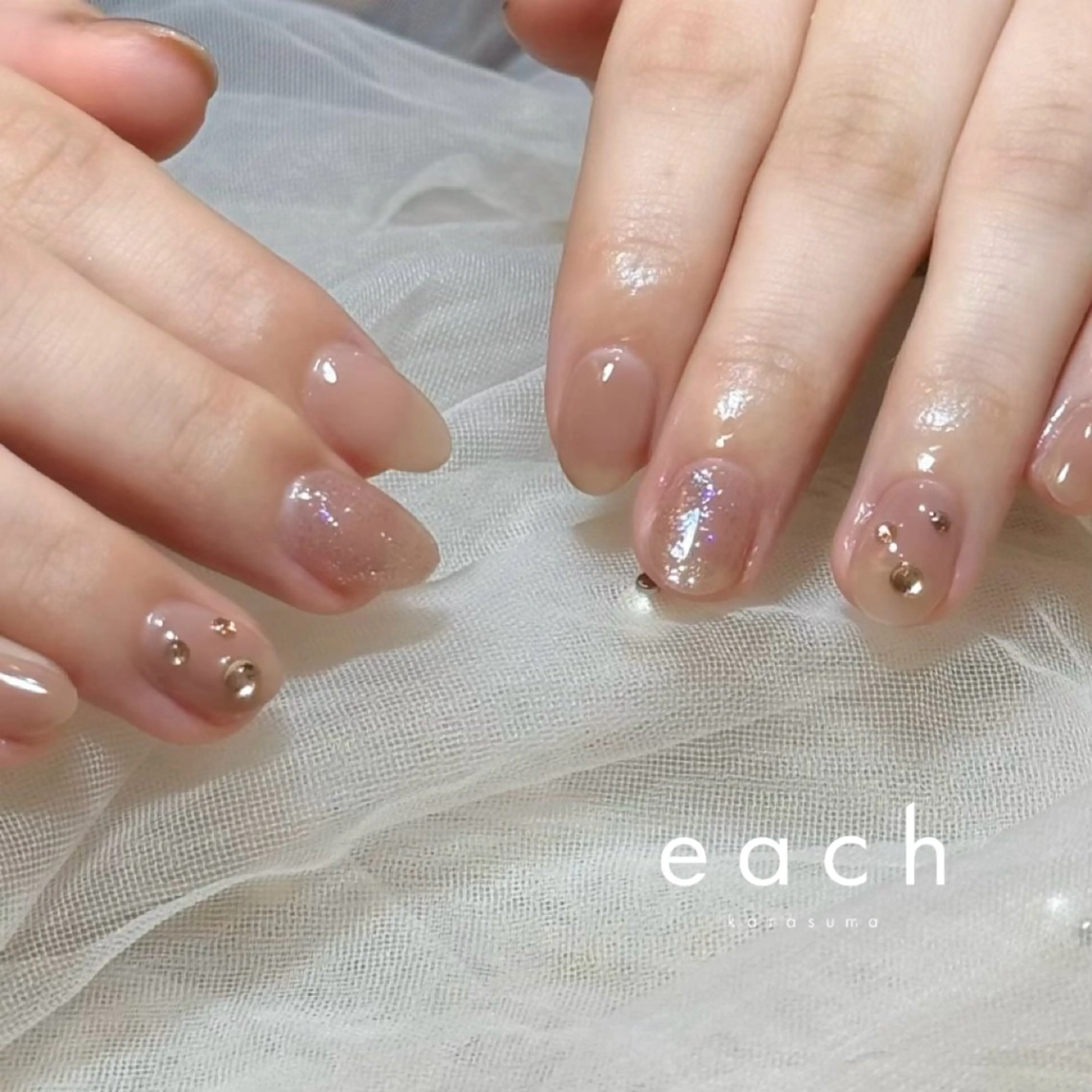 ネイル ブルー ラメ(グリッター) each sakuraのネイルデザイン