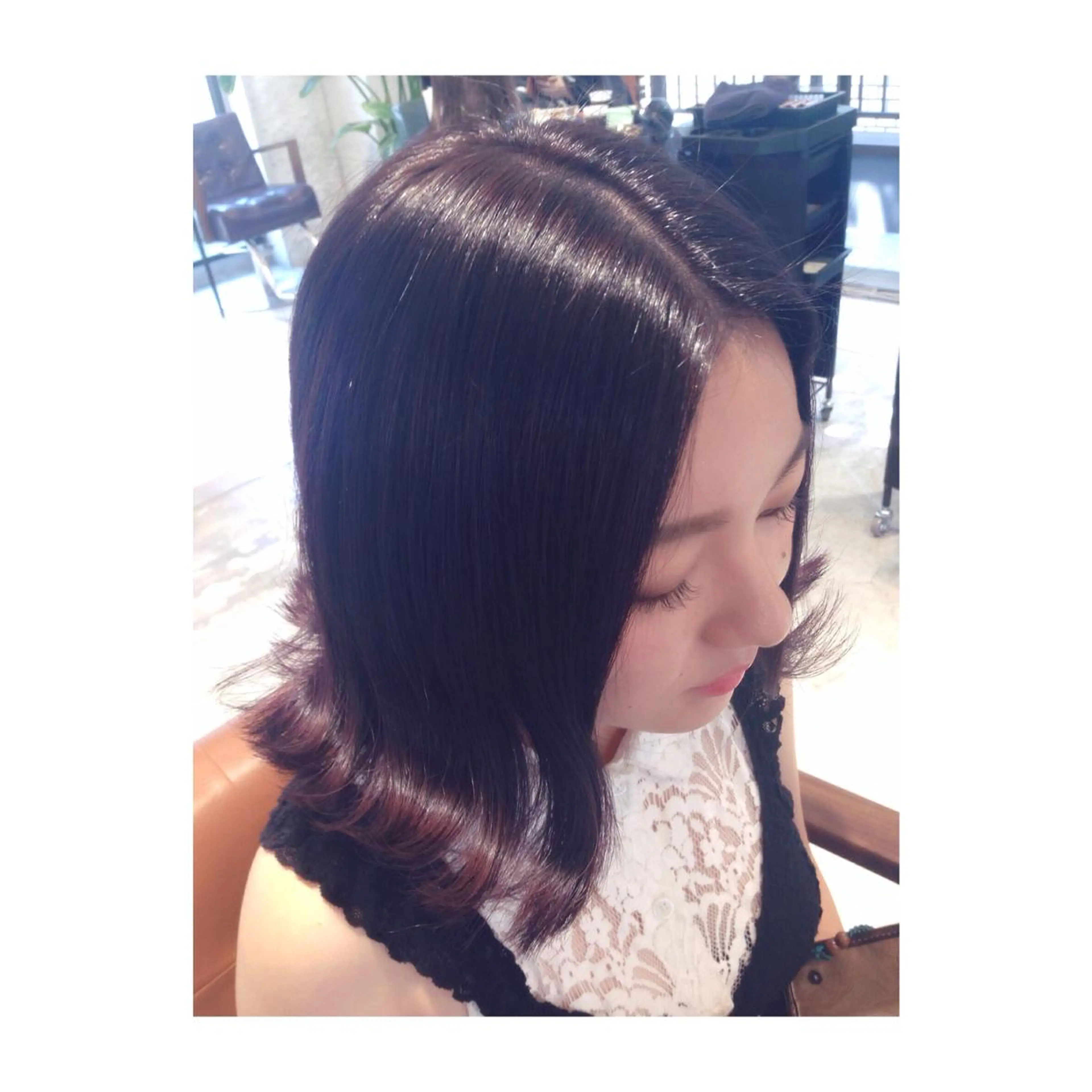 ショート ミディアム セミロング カラー 透明感カラー バイオレットカラー アオガミ （前髪顔周りカット）のヘアスタイル