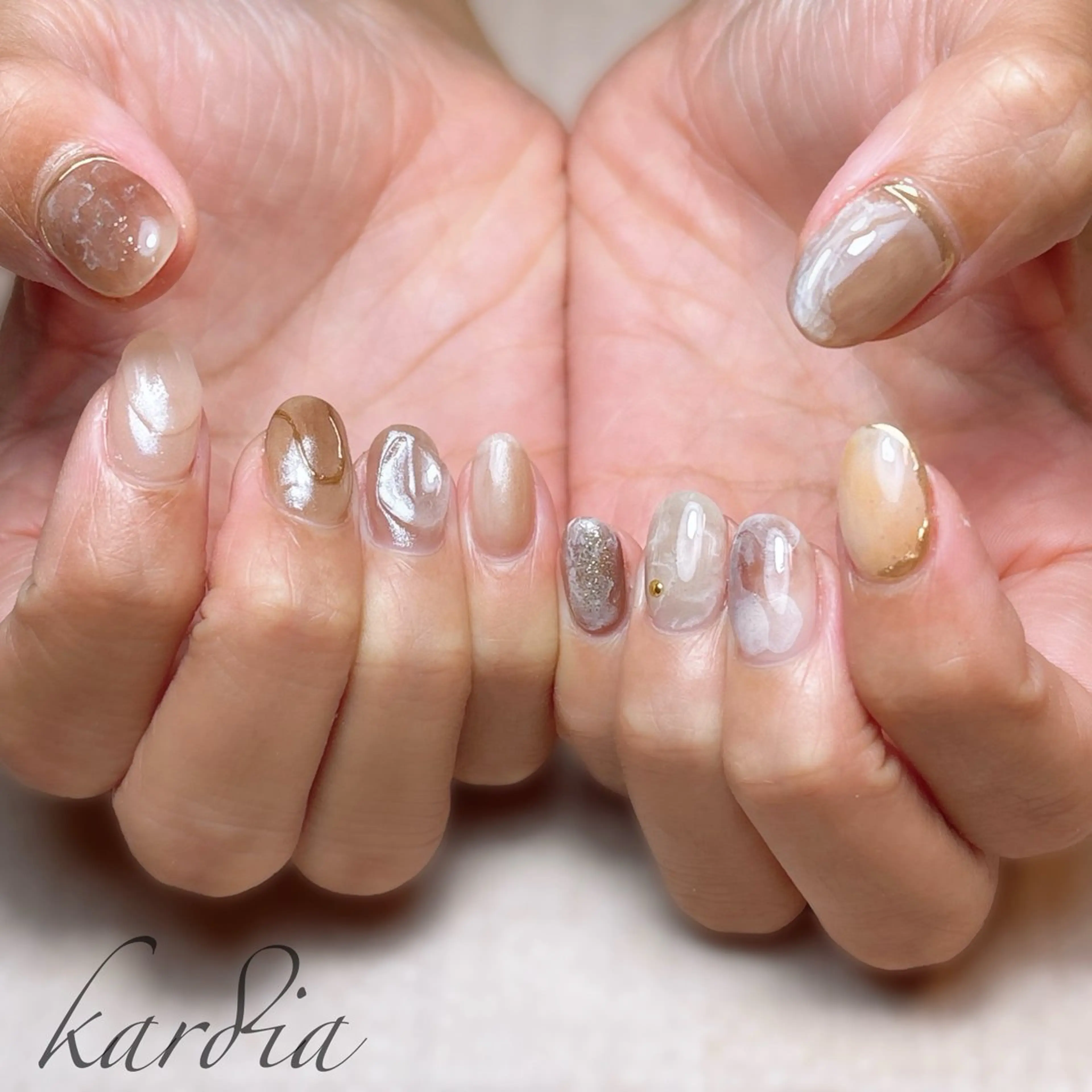 ネイル ハンドネイル καρδιά -ｶﾙﾃﾞｨｱ-のネイルデザイン