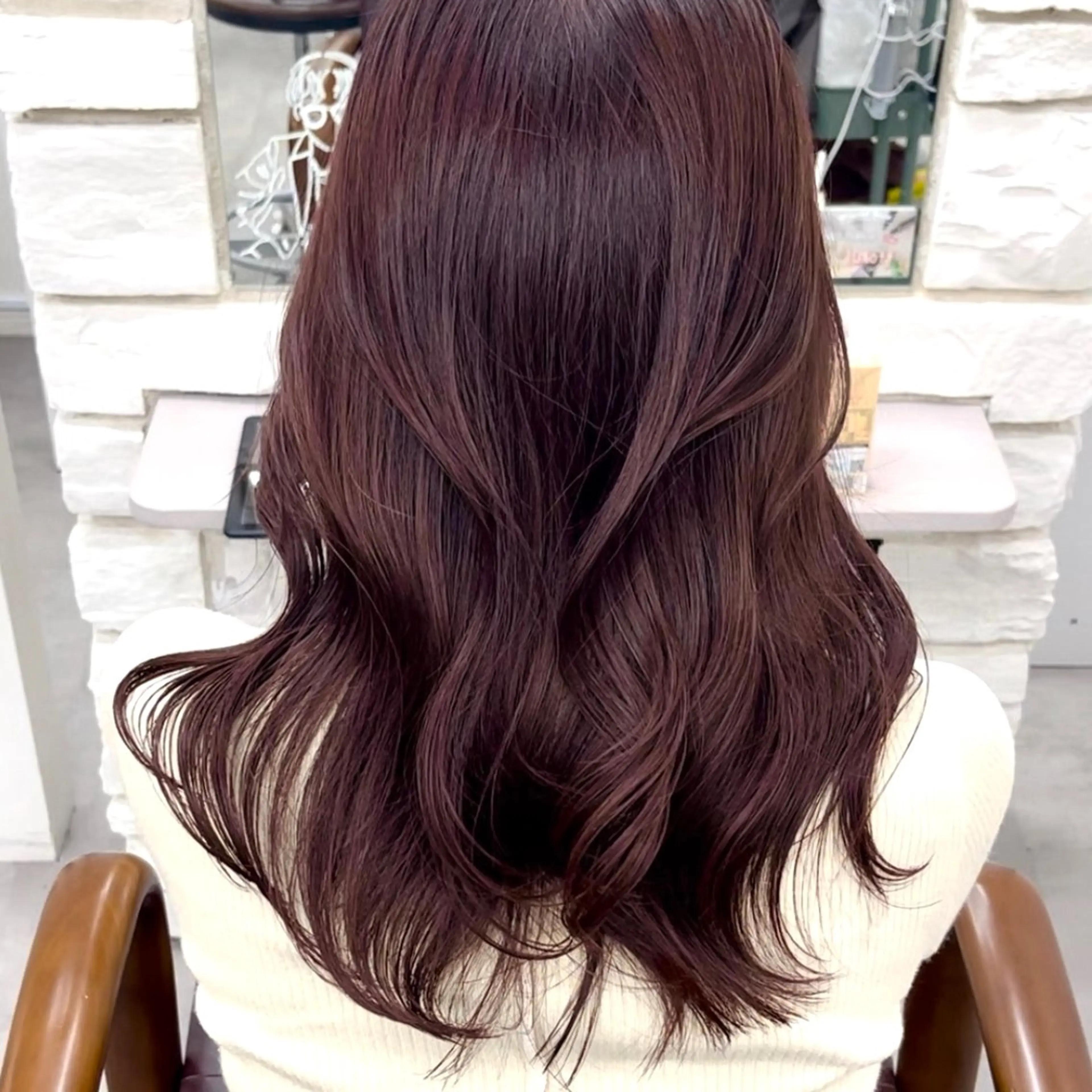 ロング カラー ブラウンカラー ピンクカラー ピンクブラウン カット ヘアカラー トリートメント 天王寺髪質改善なら よしみさん✨のヘアスタイル