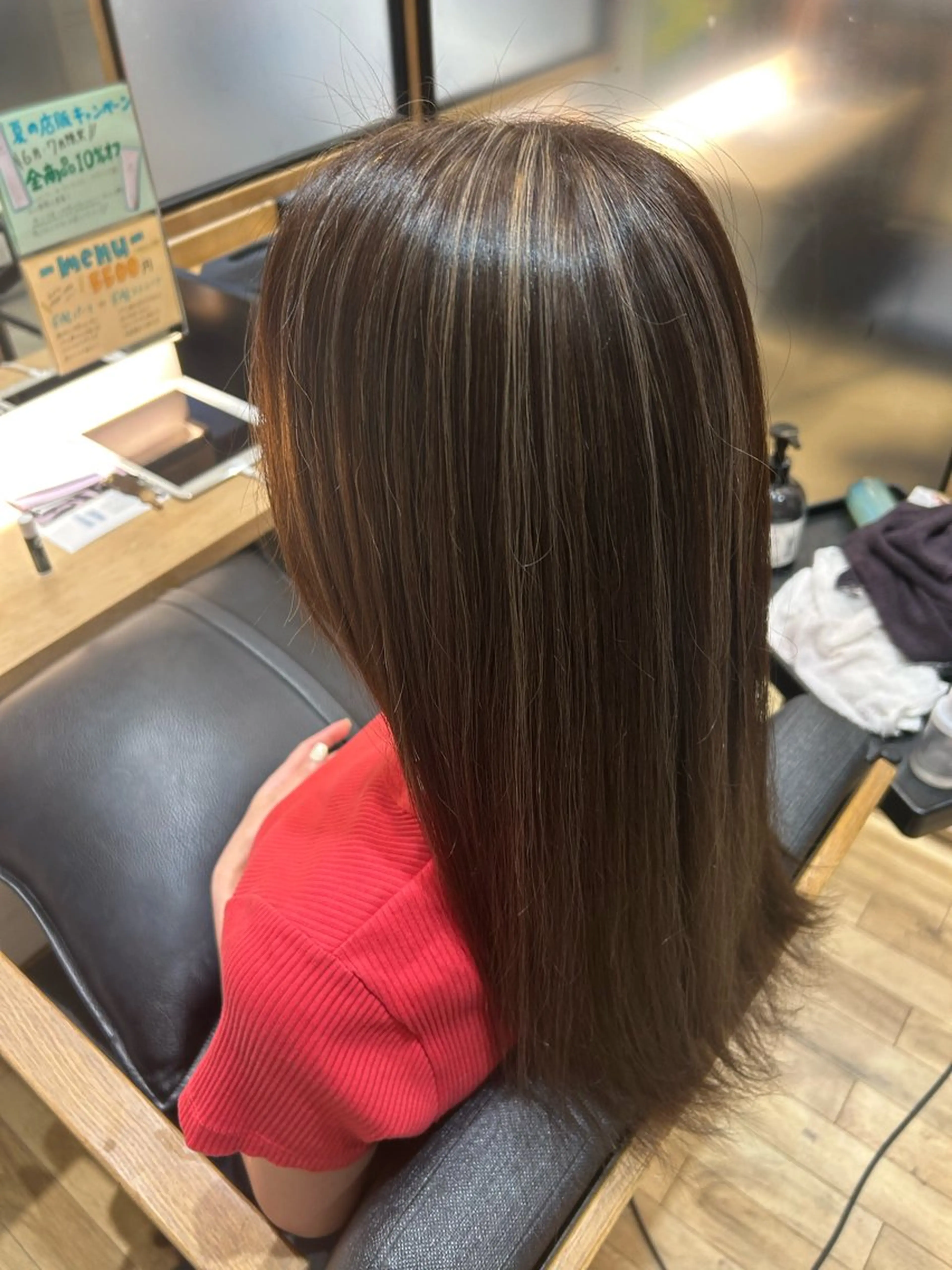 ロング カラー ハイライトカラー ハイライト ヘアカラー たかしま あさひのヘアスタイル