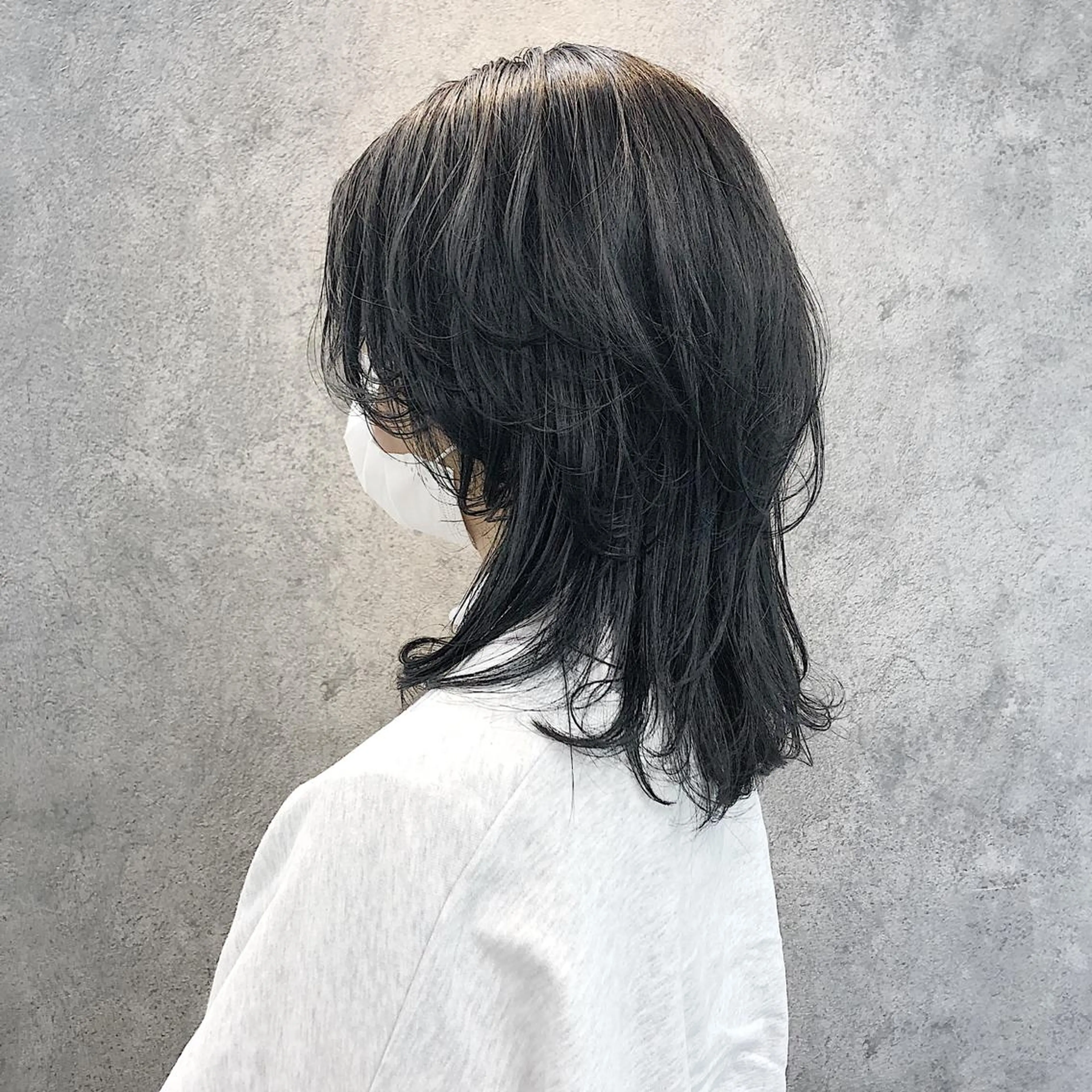 ミディアム アッシュ ウルフカット カット ヘアカラー 所渉/韓国レイヤー /ウルフカットのヘアスタイル