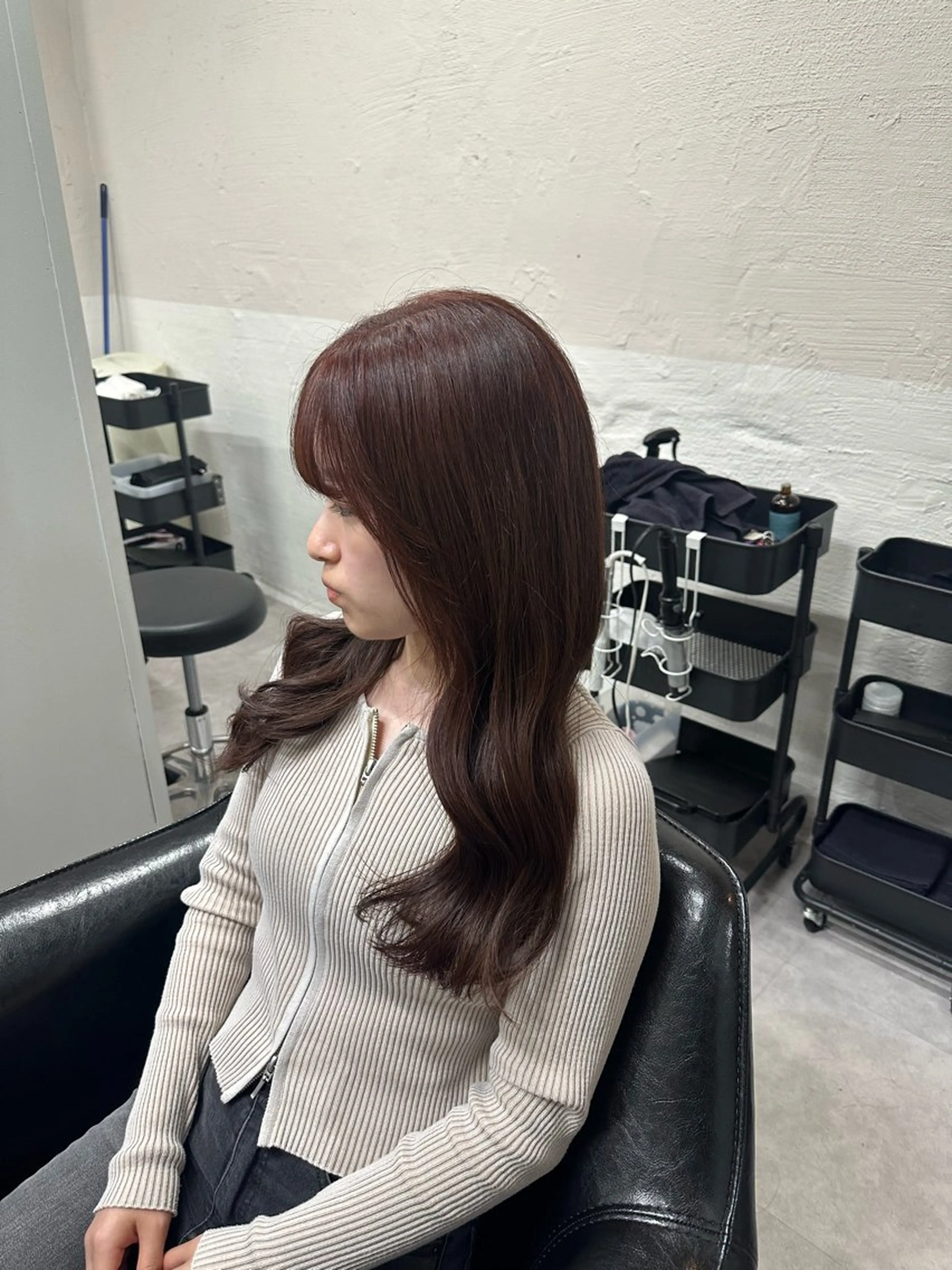 ロング カラー レッドカラー ヘアカラー トリートメント tokute よしかわなお🍒のヘアスタイル