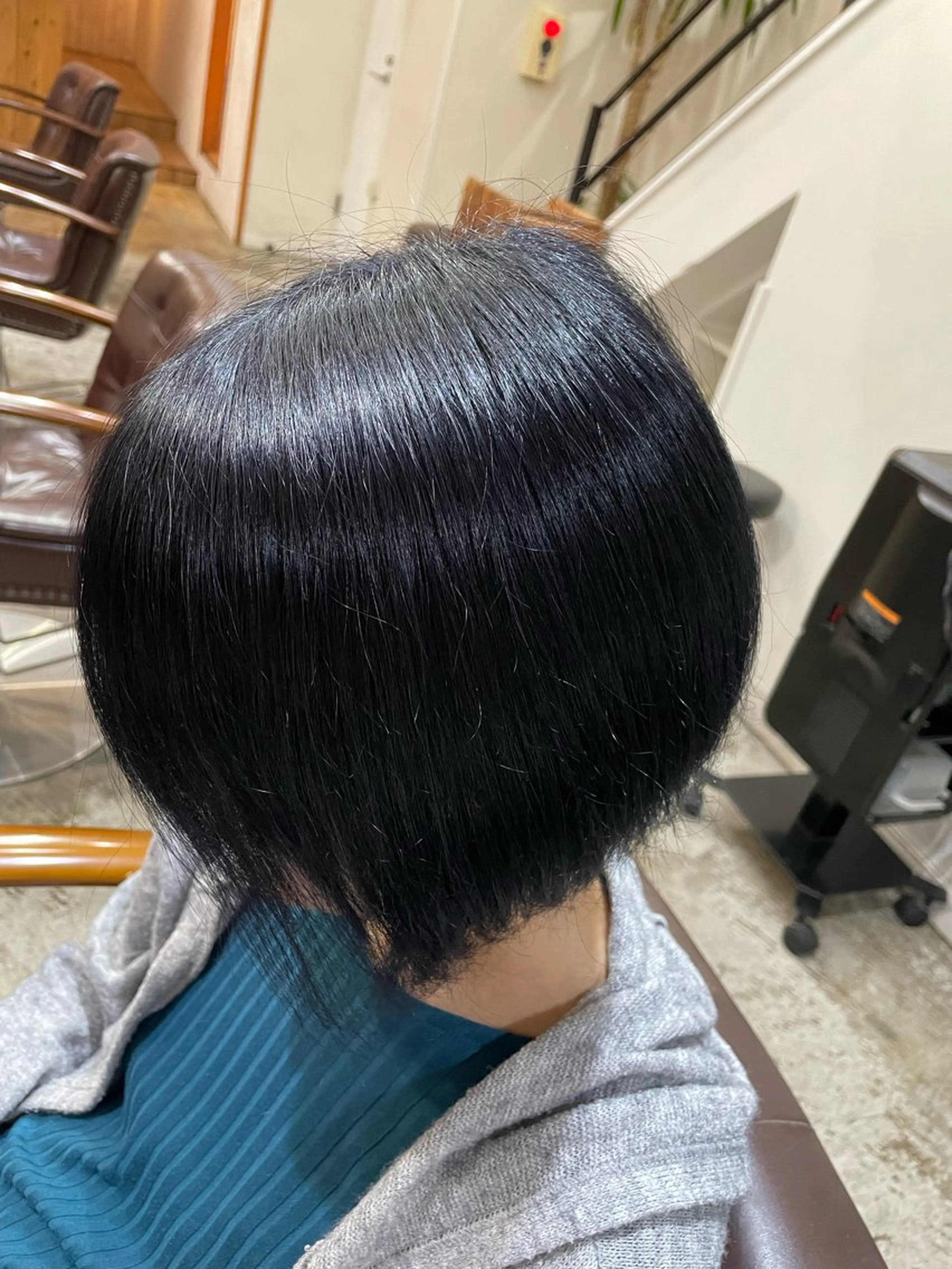 ショート カラー 黒髪 ブリーチ ブルーカラー ブルーブラック sunc所属・安野 碧のヘアスタイル