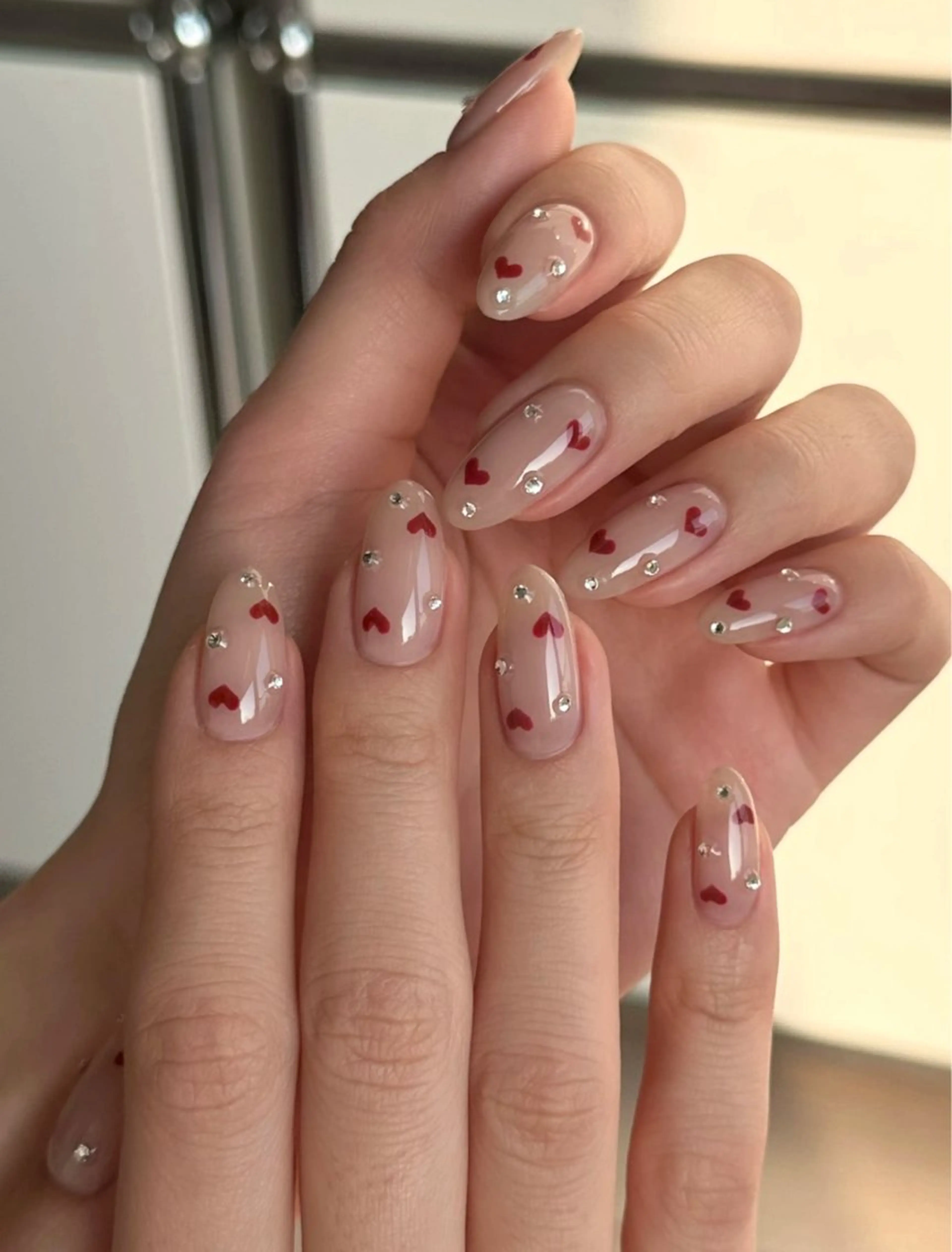 ネイル チークネイル 長さ出し ハート マグネットネイル 持ち込み 長出し専門店🎀 HARO💕Nailのネイルデザイン