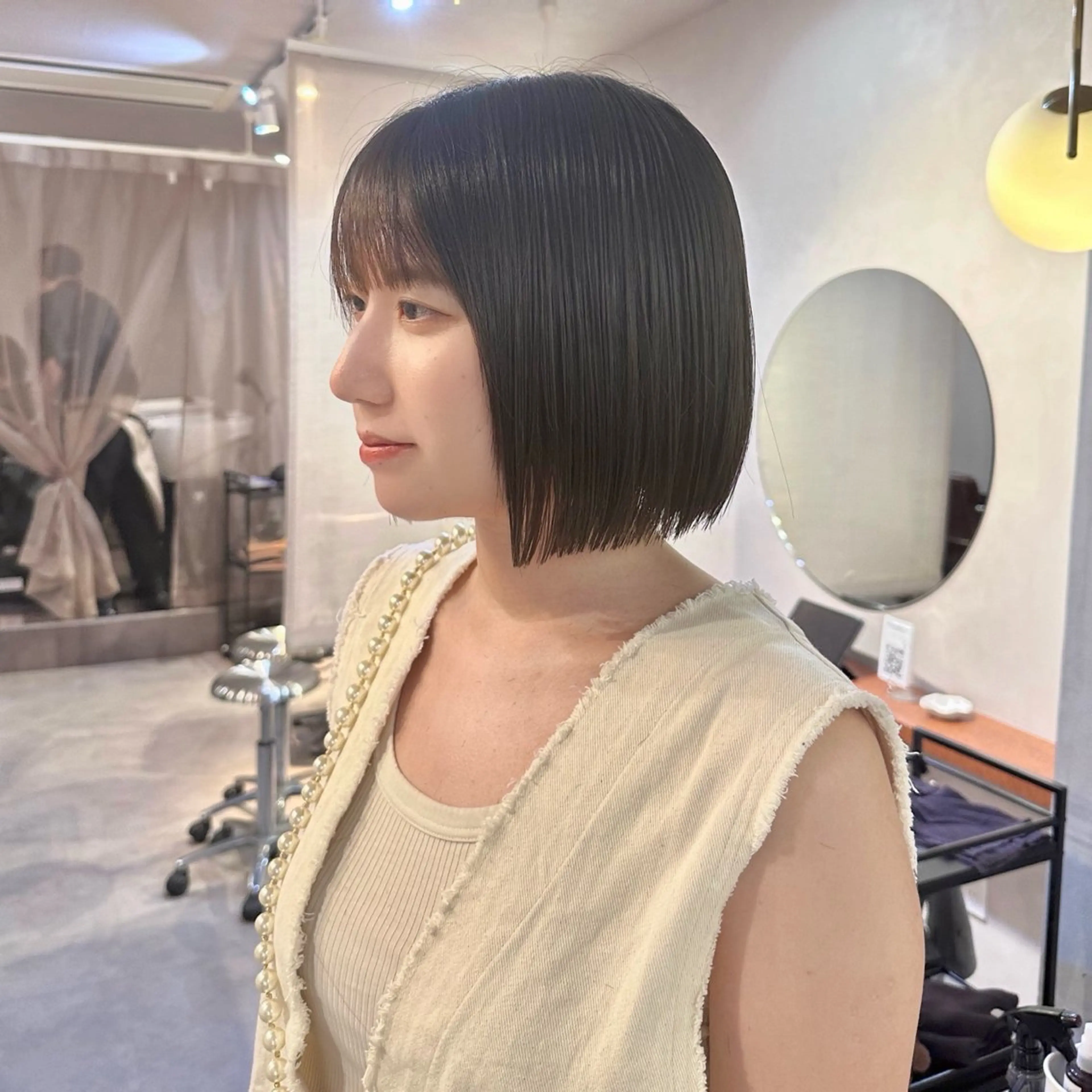 ミディアム カット ヘアカラー はまだ かんたのヘアスタイル