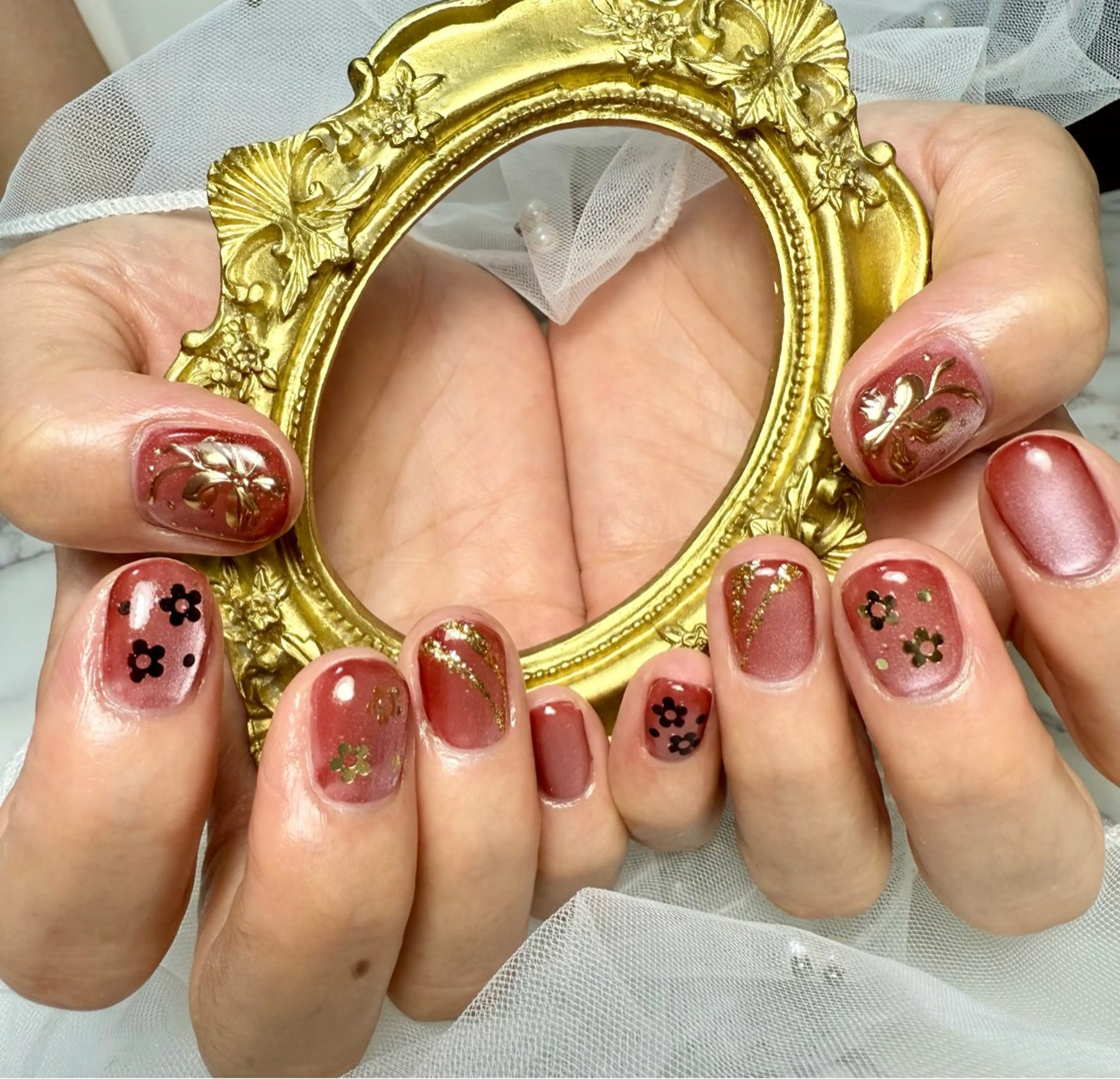 ネイル アートネイル チークネイル フレンチネイル ガラスフレンチ 氷ネイル・うるうるネイル M.N_ nailのネイルデザイン