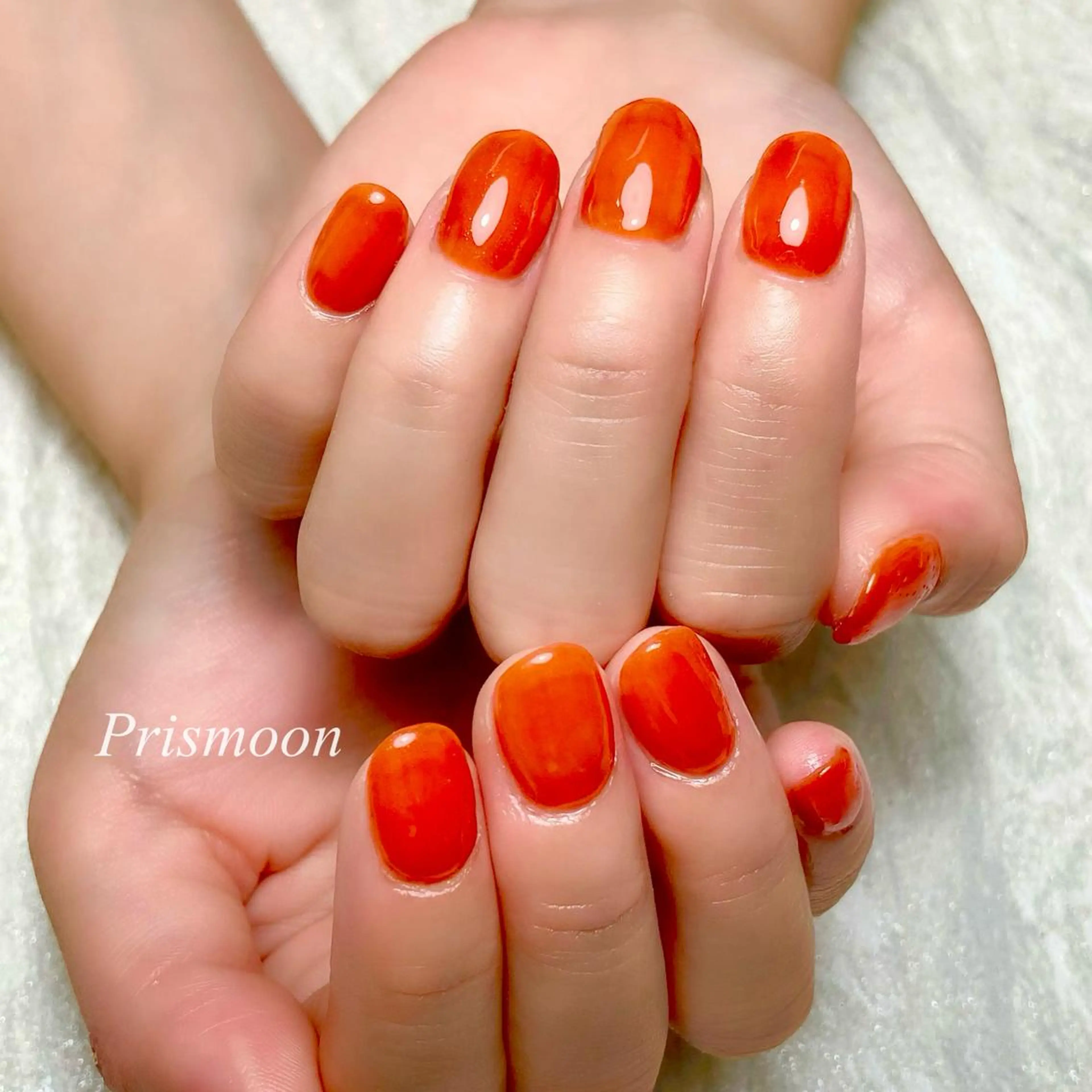 ネイル ブラウン オレンジ ハンドネイル Prismoon  Nail所属・Prismoon Nailのネイルデザイン