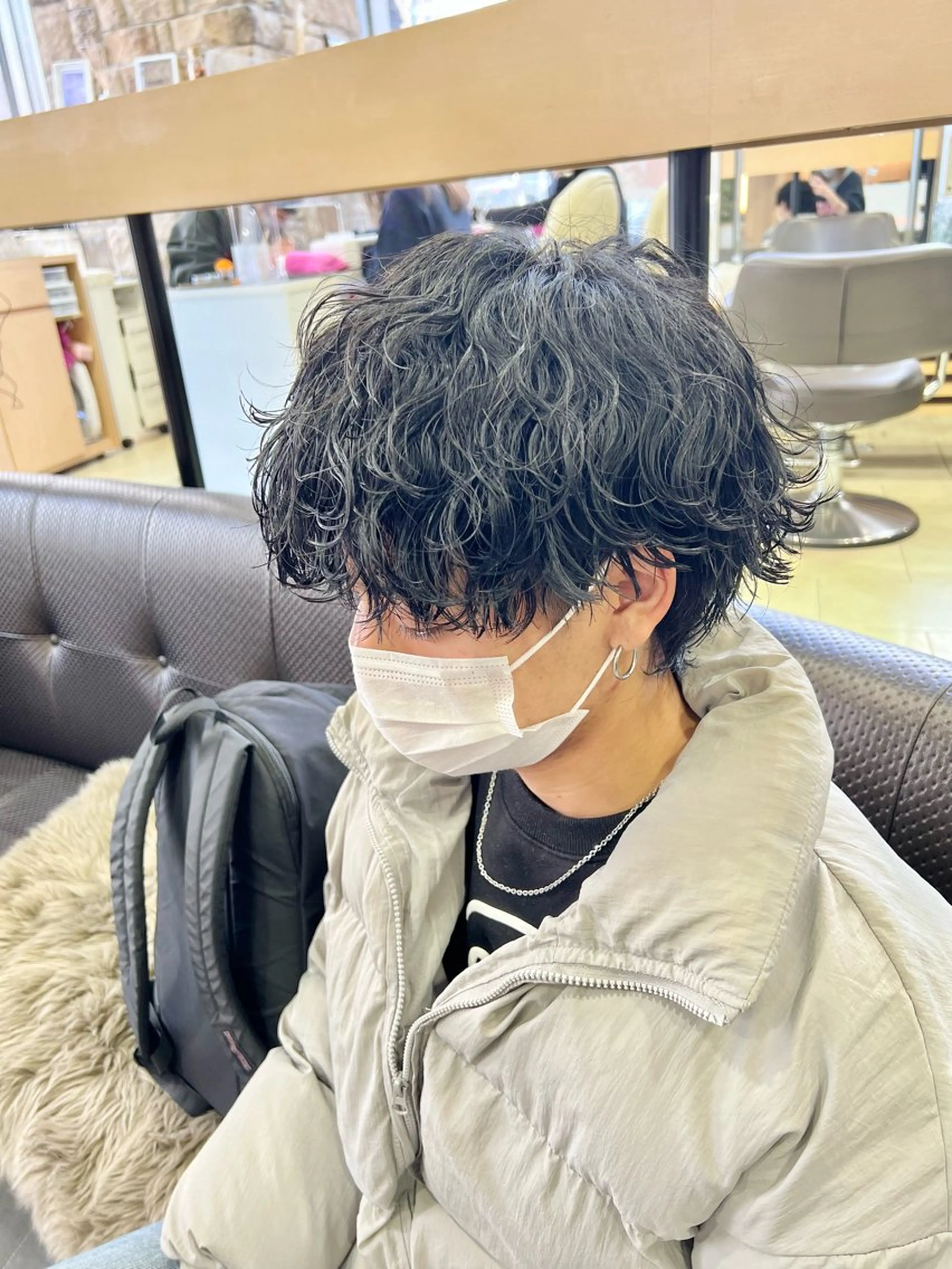 ショート カラー パーマ メンズ カット パーマ ダウンパーマ🇰🇷 毛流れパーマ【かな】のヘアスタイル