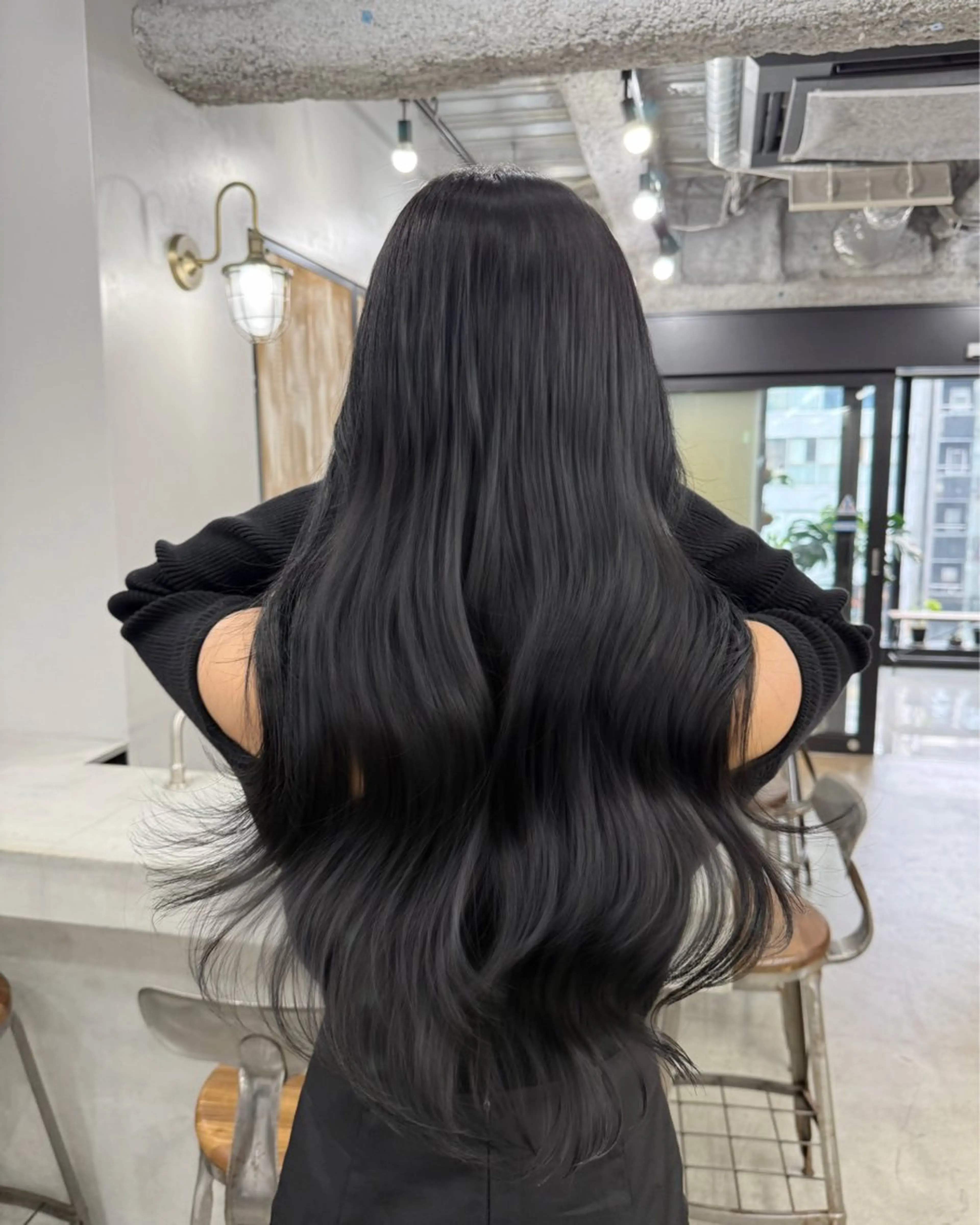 ロング カラー 黒髪 ブルーカラー ブルーブラック 透明感カラー グレージュ カット ヘアカラー トリートメント ヘアセット 韓国ヘア🫧 KAZUTOのヘアスタイル