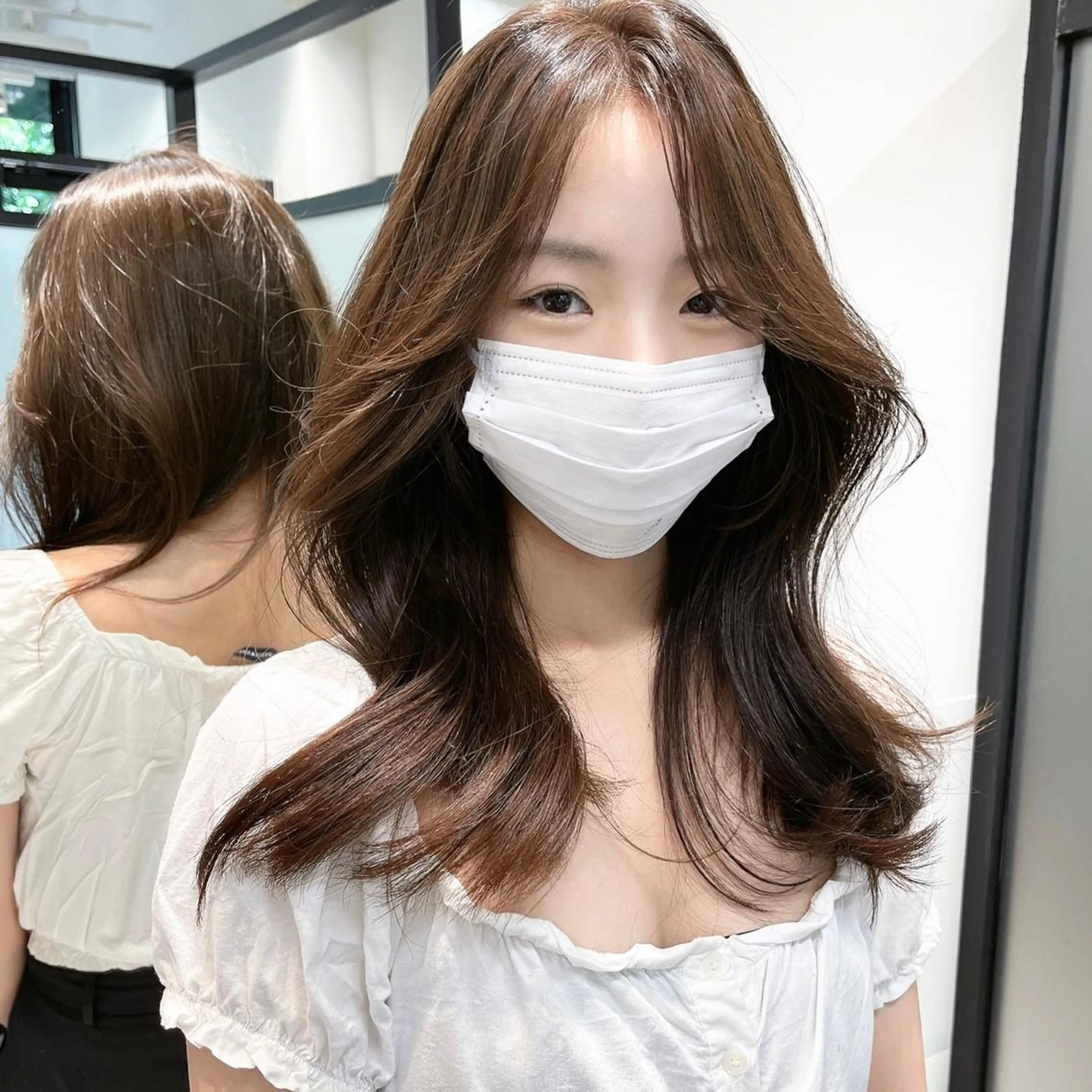 セミロング カット ヘアカラー トリートメント 韓国レイヤーカット 髪質改善▫️水野有真のヘアスタイル