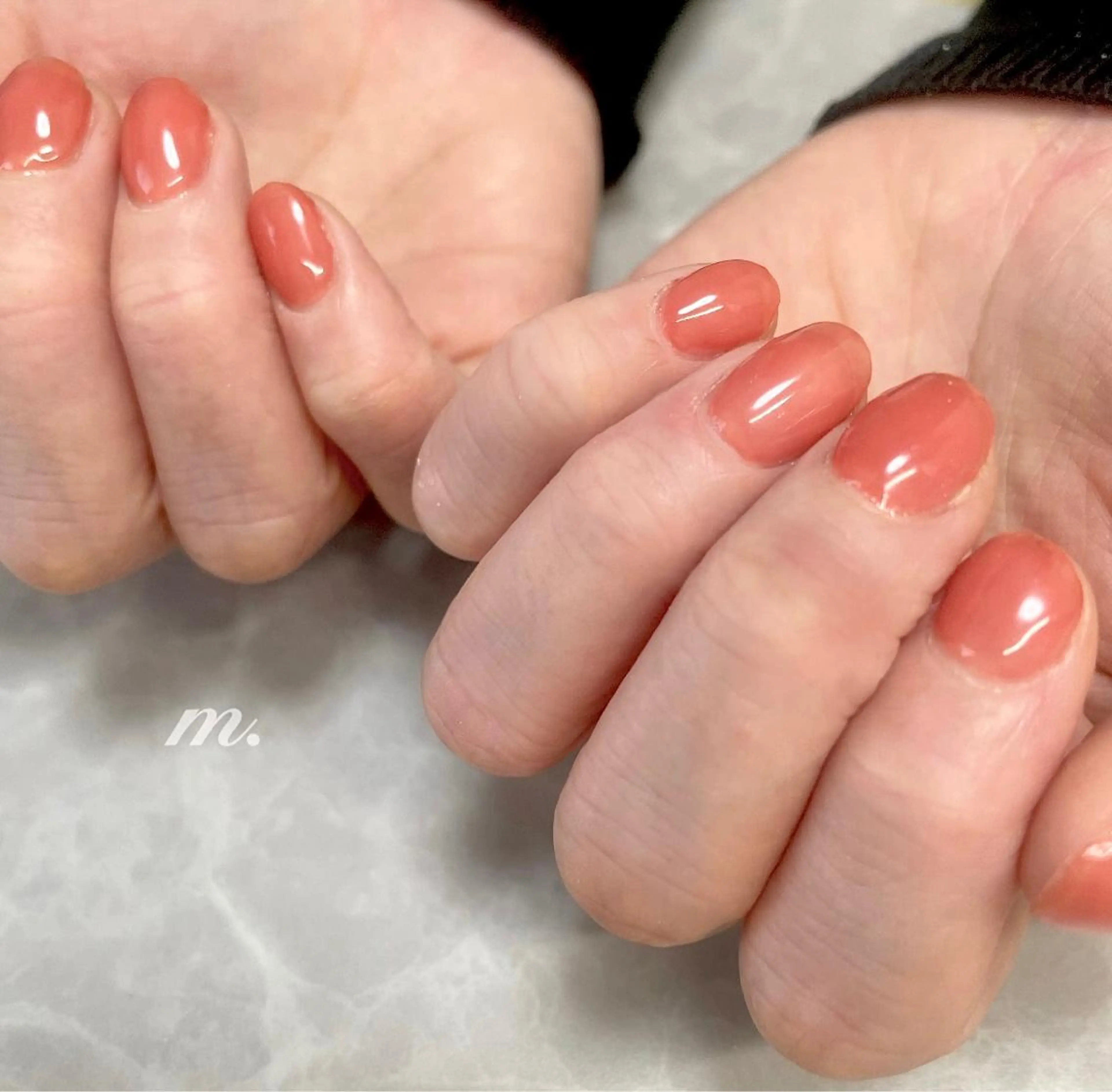 ネイル オフィスネイル ワンカラーネイル オレンジ シンプルネイル 春ネイル m.nail salonのネイルデザイン