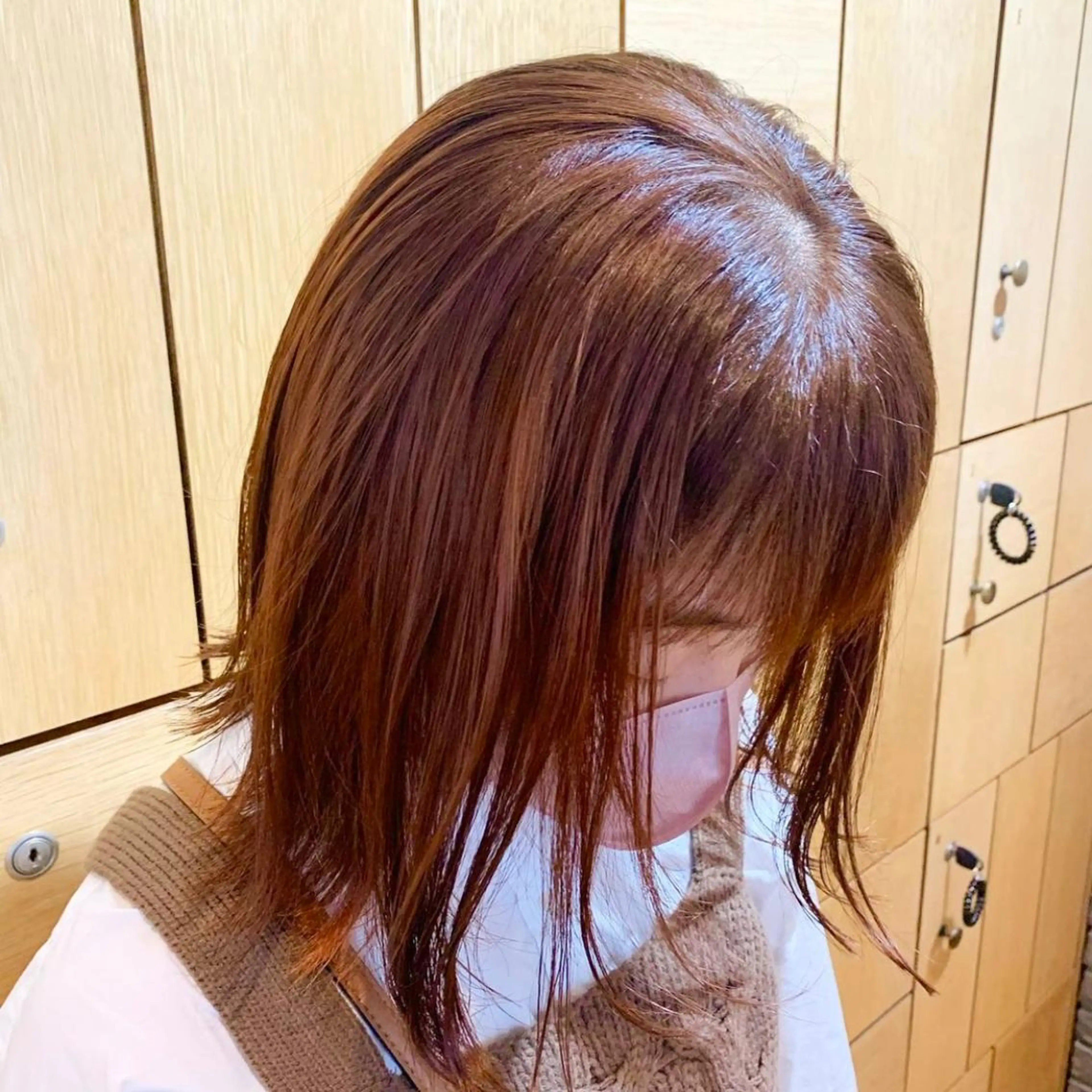 ショート カラー パーマ ヘアアレンジ マツエク・マツパ ブラウンカラー オレンジ カラーマツエク まろやかベージュ/ 大上なおみのヘアスタイル