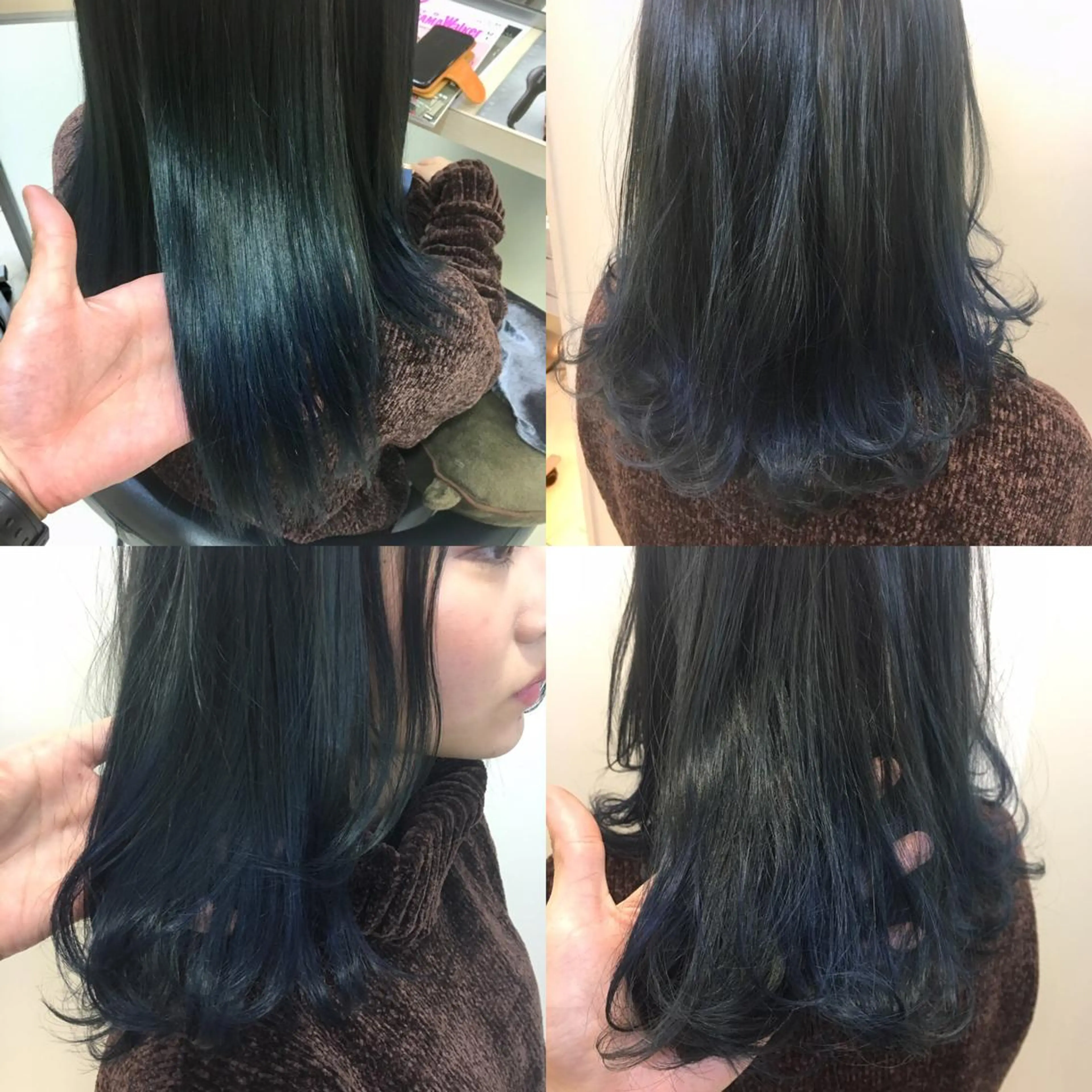ミディアム カラー バレイヤージュ ネイビーカラー レイヤーカット ヘアカラー 永井 大希のヘアスタイル