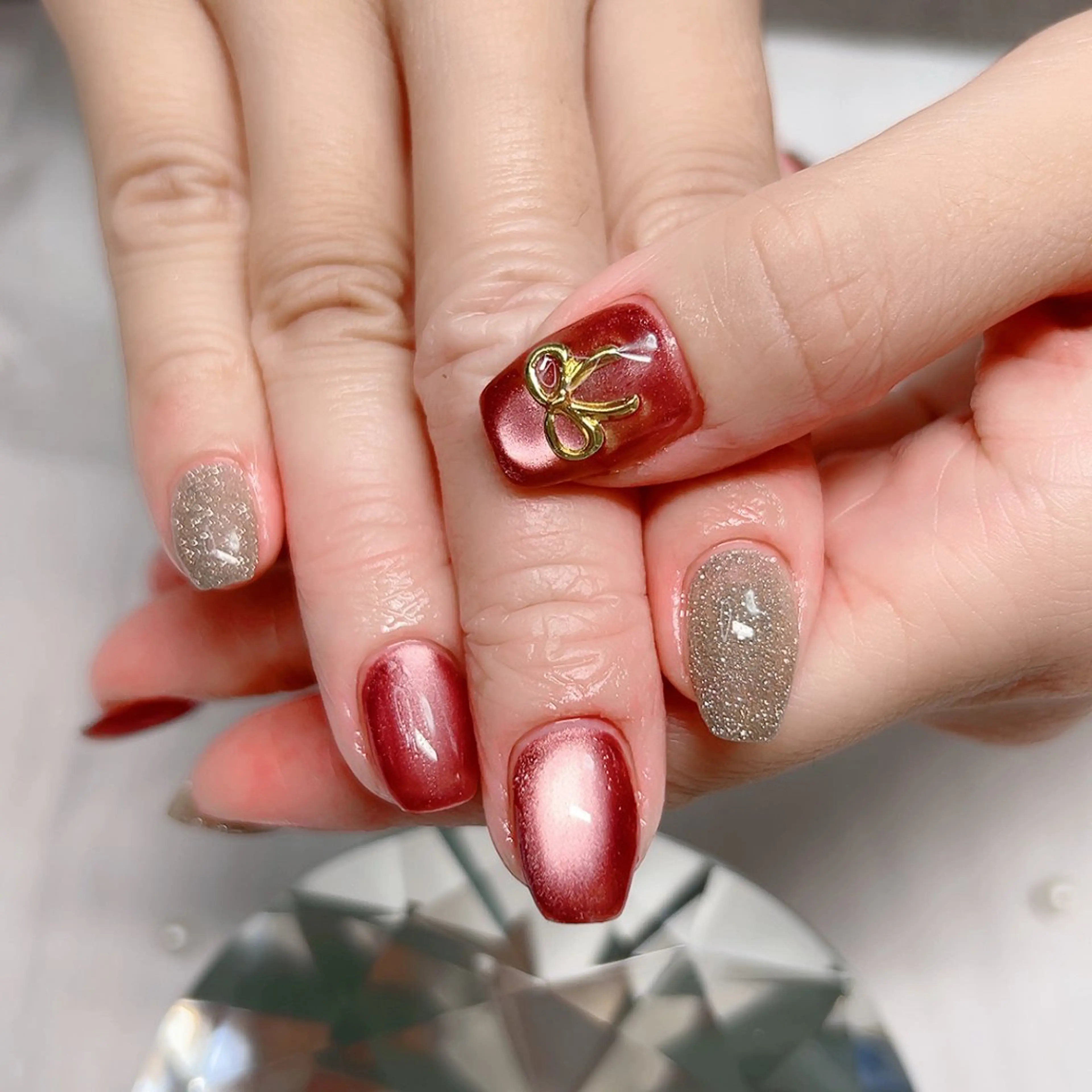 ネイル キラキラネイル ラメ(グリッター) マグネットネイル 持ち込み ハンドネイル Cute Tips nailのネイルデザイン