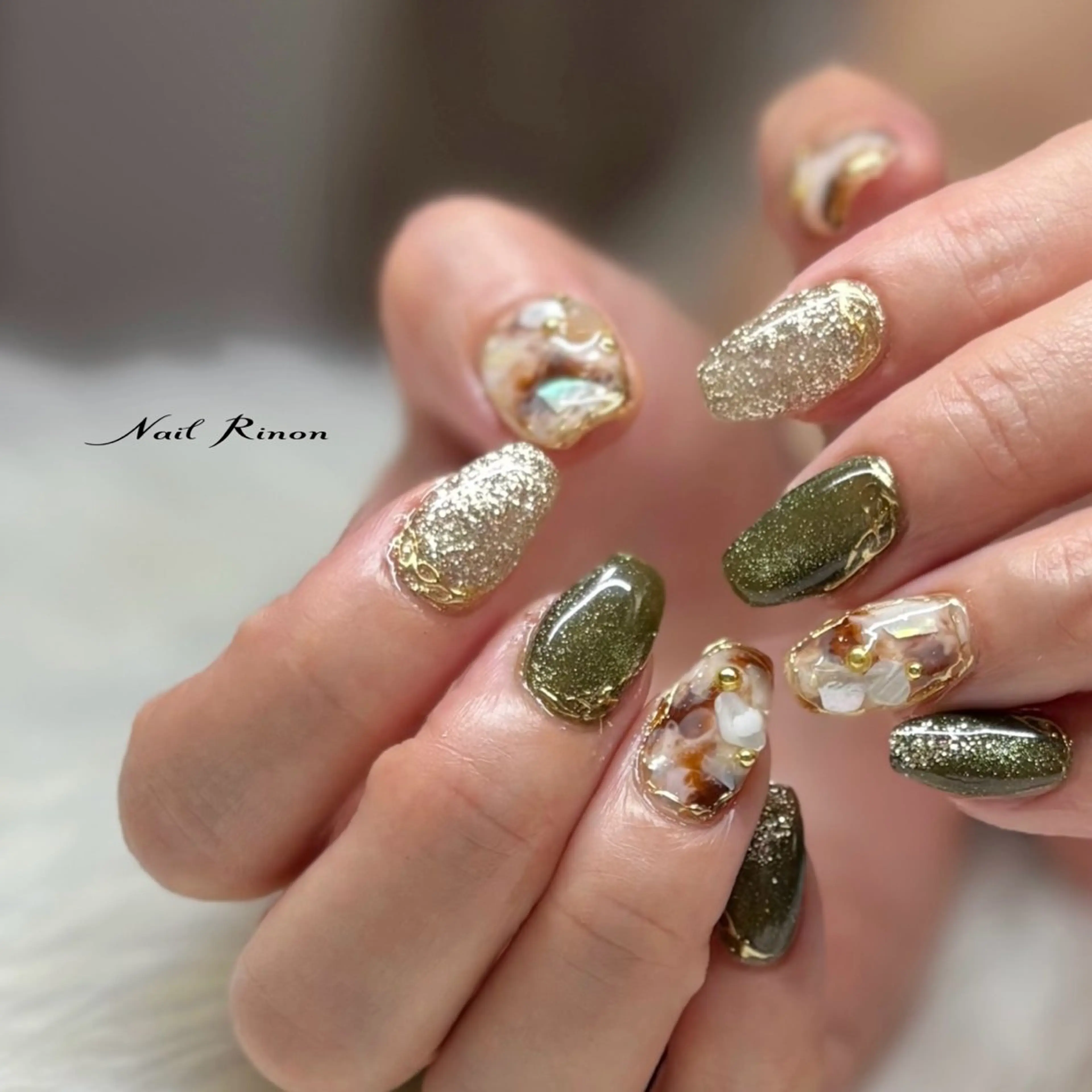 ネイル べっ甲ネイル ハンドネイル Nail Rinonのネイルデザイン