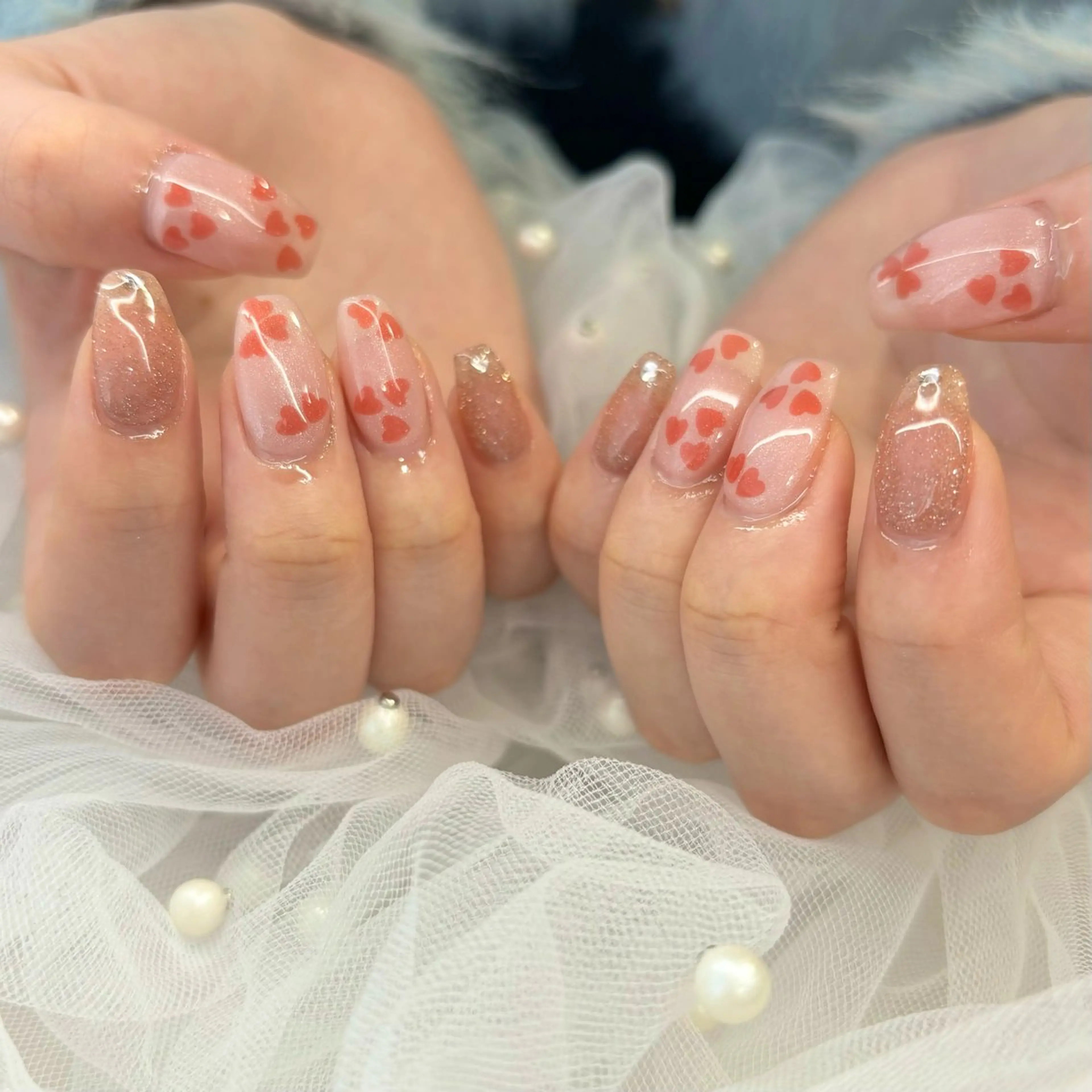 ネイル ピンク 春ネイル ハンドネイル 荒巻 めいのネイルデザイン