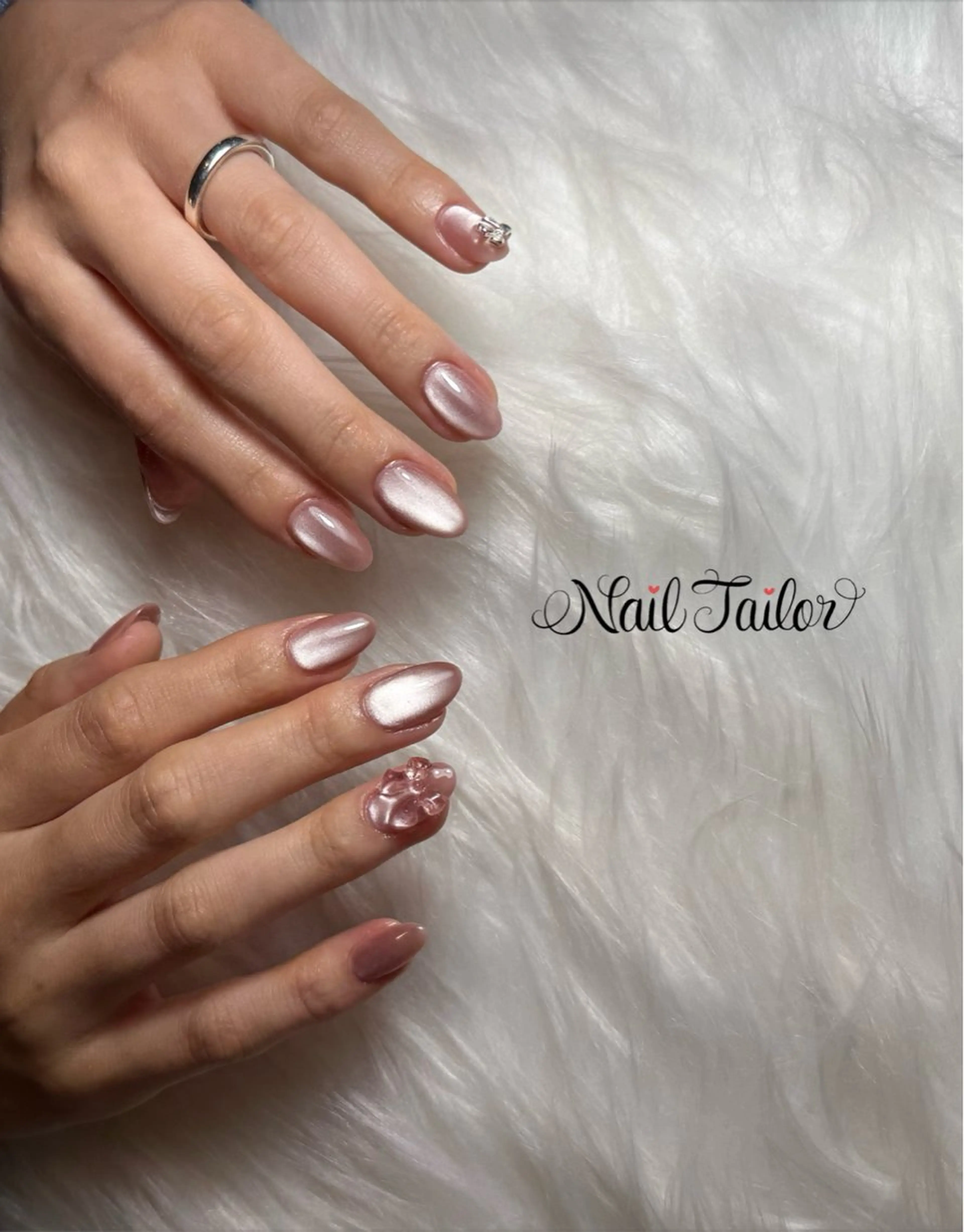 ネイル キラキラネイル マグネットネイル ニュアンスネイル オフィスネイル ピンク ハンドネイル 〜Nail Tailor〜　ネイルテイラー所属・NailTailor ネイルテイラーのネイルデザイン
