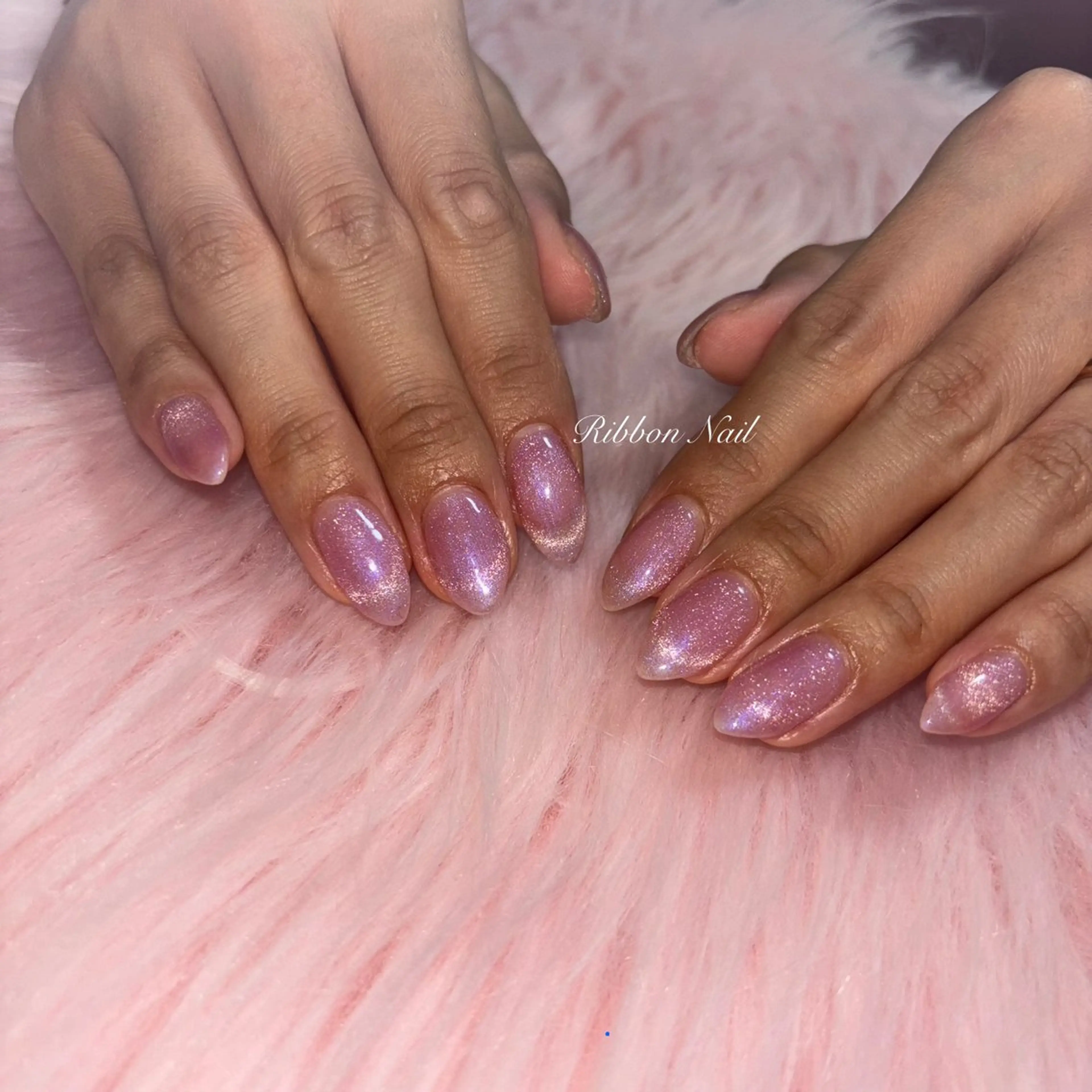 ネイル フレンチネイル マグネットネイル マグネットフレンチ ピンク ハンドネイル Ribbon nailのエステ・リラクイメージ