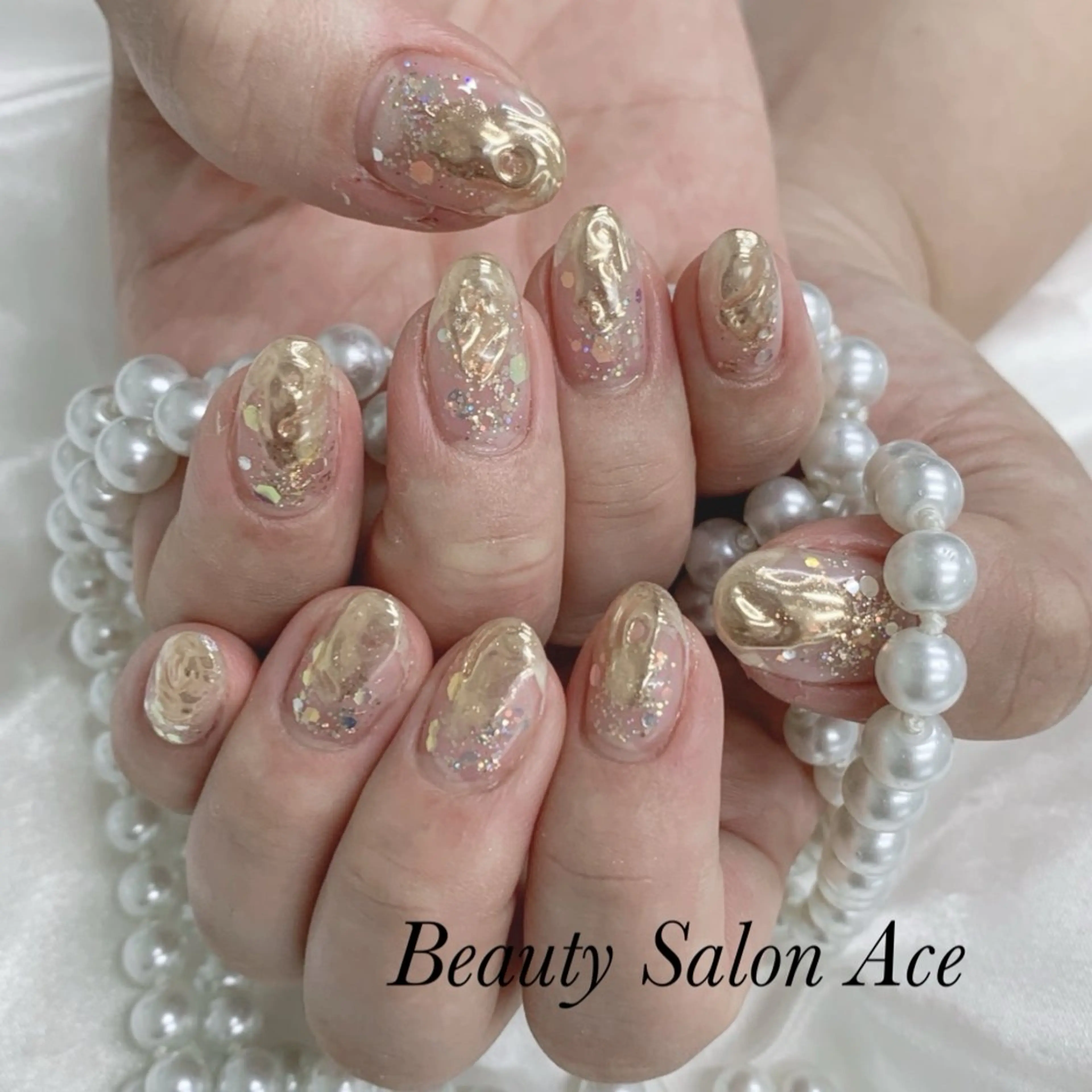 ネイル ラメ(グリッター) ハンドネイル ハンドケア Beauty Salon Ace（ネイルサロン　エース）所属・フィルイン専門店 Aceのネイルデザイン
