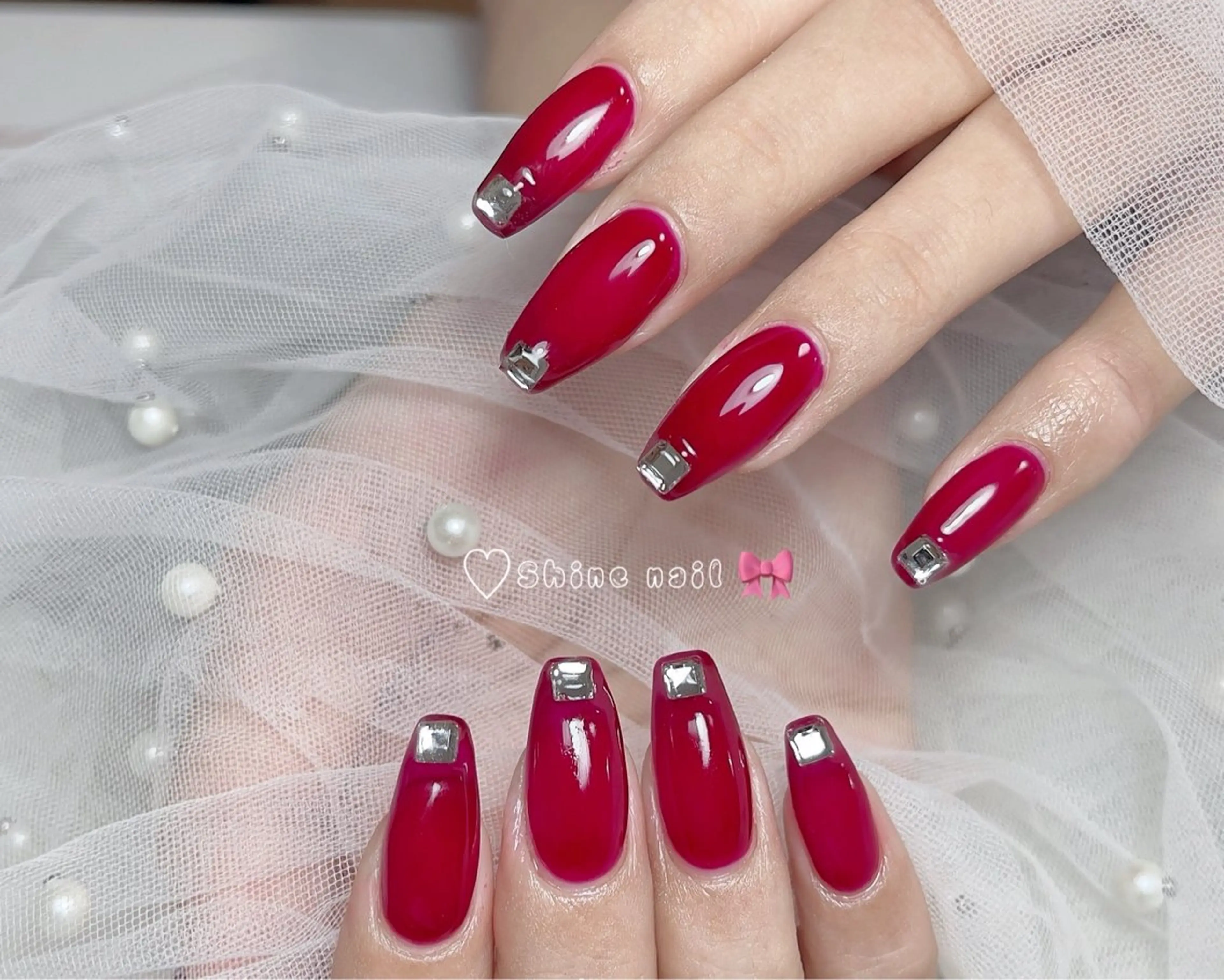 ネイル ハンドネイル 〜Shine Nail〜【サイナネイル】パラジェル／ 長さだし／持ち込み／ワンホン／フィルイン所属・サイナ🎀 長さだし&デザインのネイルデザイン