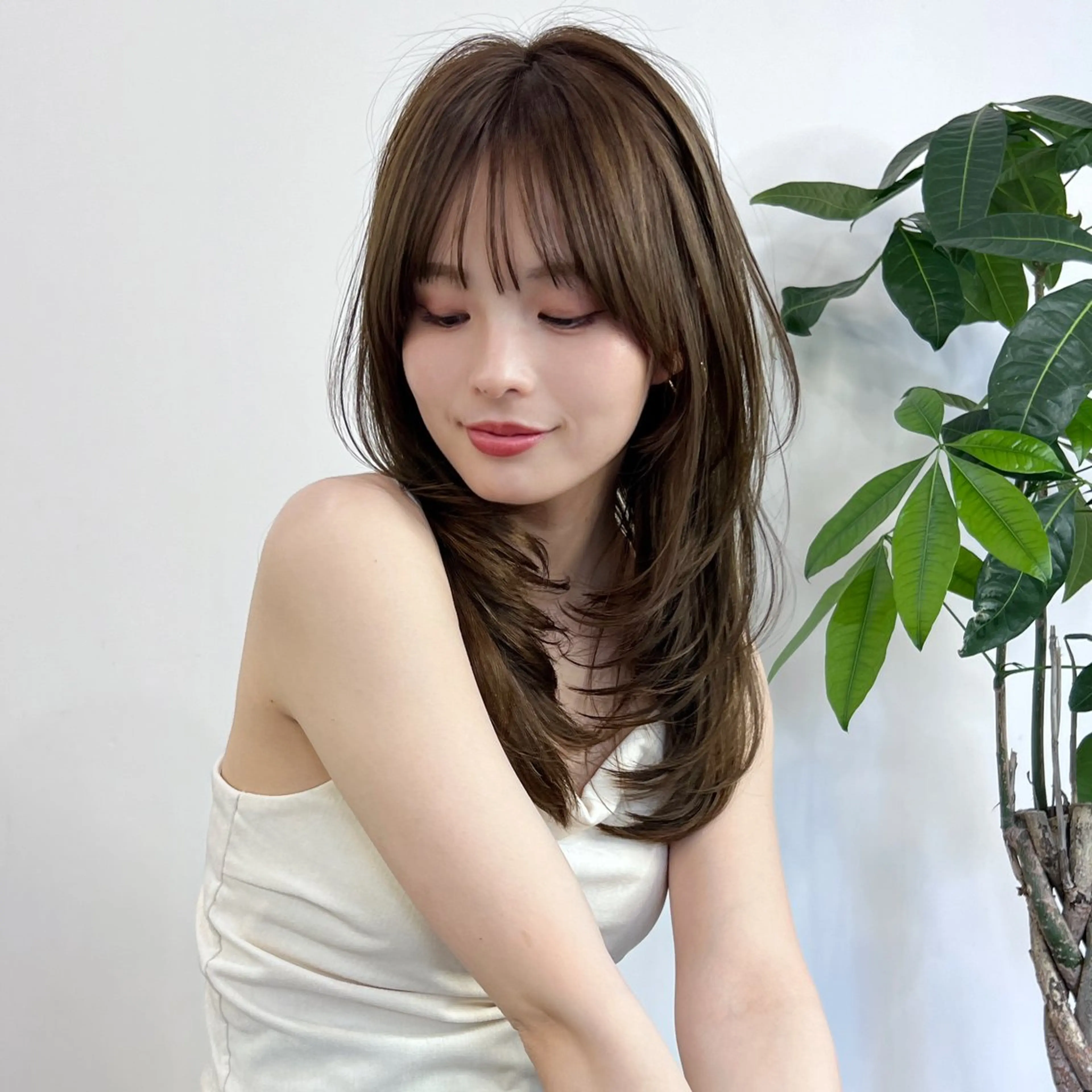 セミロング カラー トリートメント カット ヘアカラー トリートメント 韓国レイヤー×透明感 髪質改善/武田涼のヘアスタイル