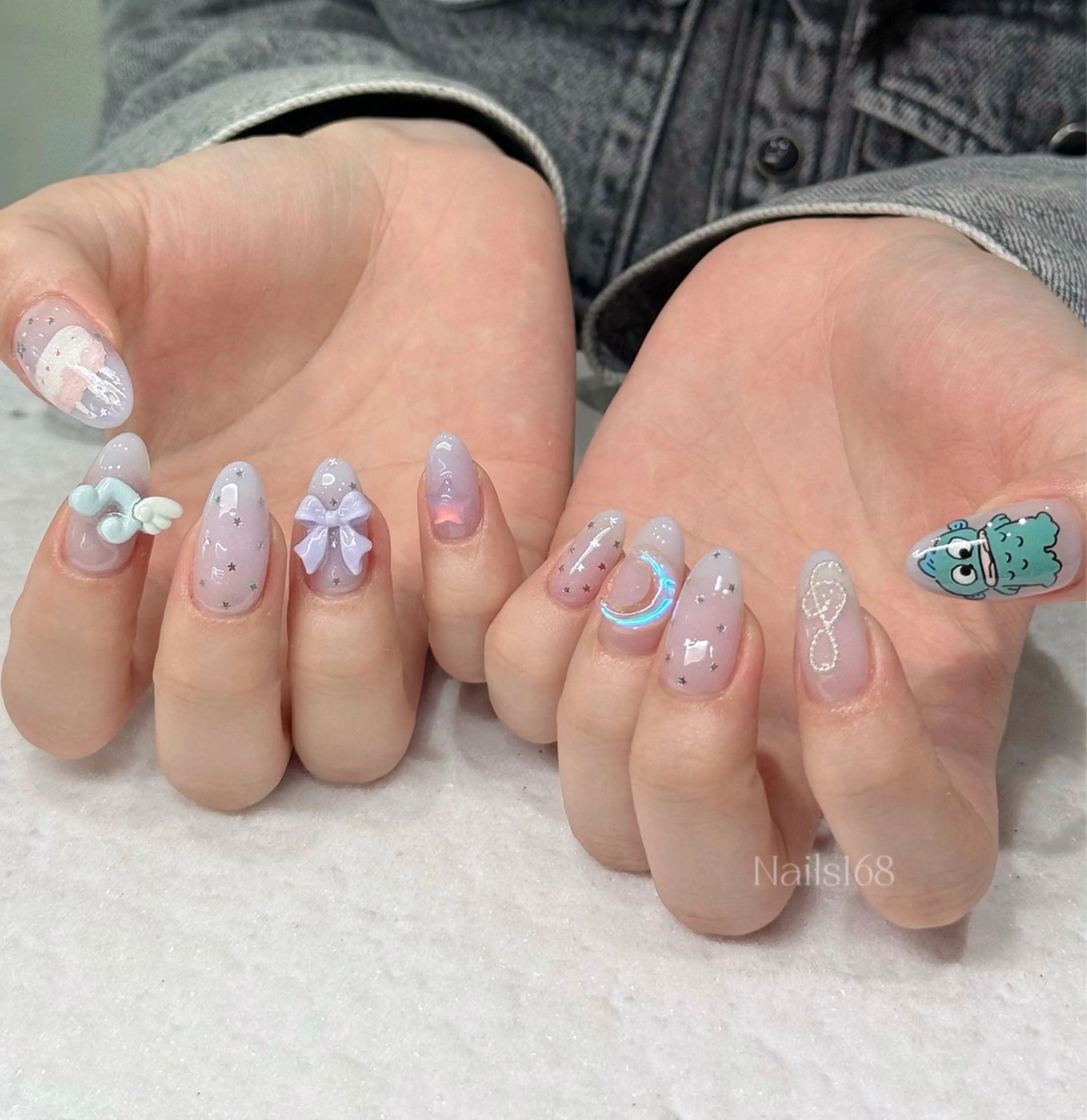 ネイル アートネイル チークネイル 韓国ネイル マグネットネイル ニュアンスネイル ハンドネイル NAILS 168 新大久保店のネイルデザイン